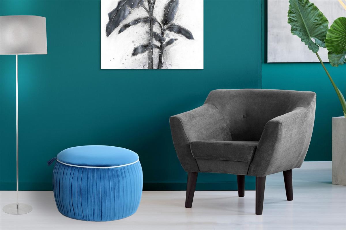 Hocker Adoree 100 - Blau, Design, Textil (63cm) - Kayoom