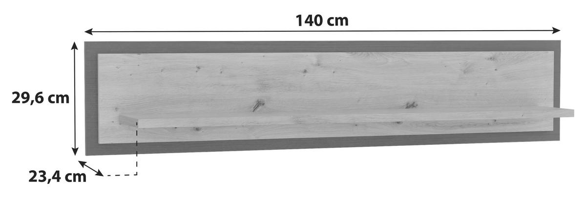 Stenska Polica Trondheim, Barva Hrasta, Črna - črna/barve hrasta, Basics, kovina/umetna masa (140/29,6/23,4cm) - Livetastic