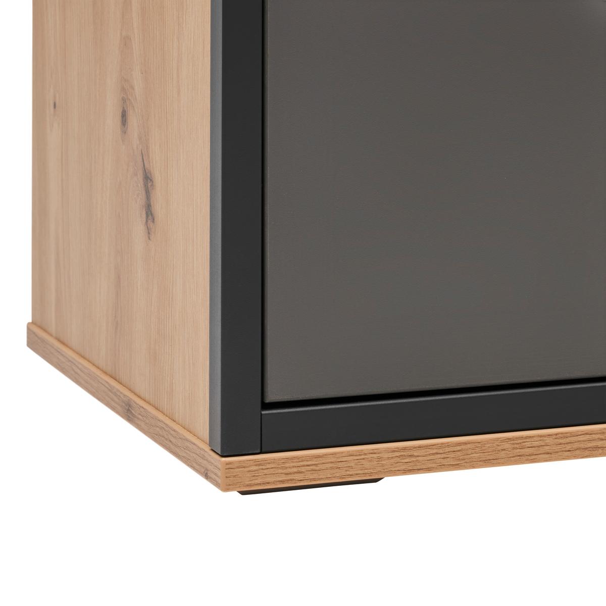 Garderobenschrank Florenz Grau/Eiche Artisan - Schwarz/Eiche Artisan, Modern, Holzwerkstoff/Kunststoff (79/196,2/37,3cm) - Premium Living