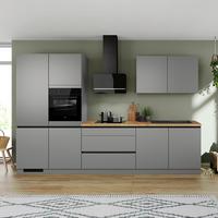 Küchenblock IP3150 o. Geräte Grau - Eichefarben/Schwarz, MODERN, Holzwerkstoff (340cm) - Impuls