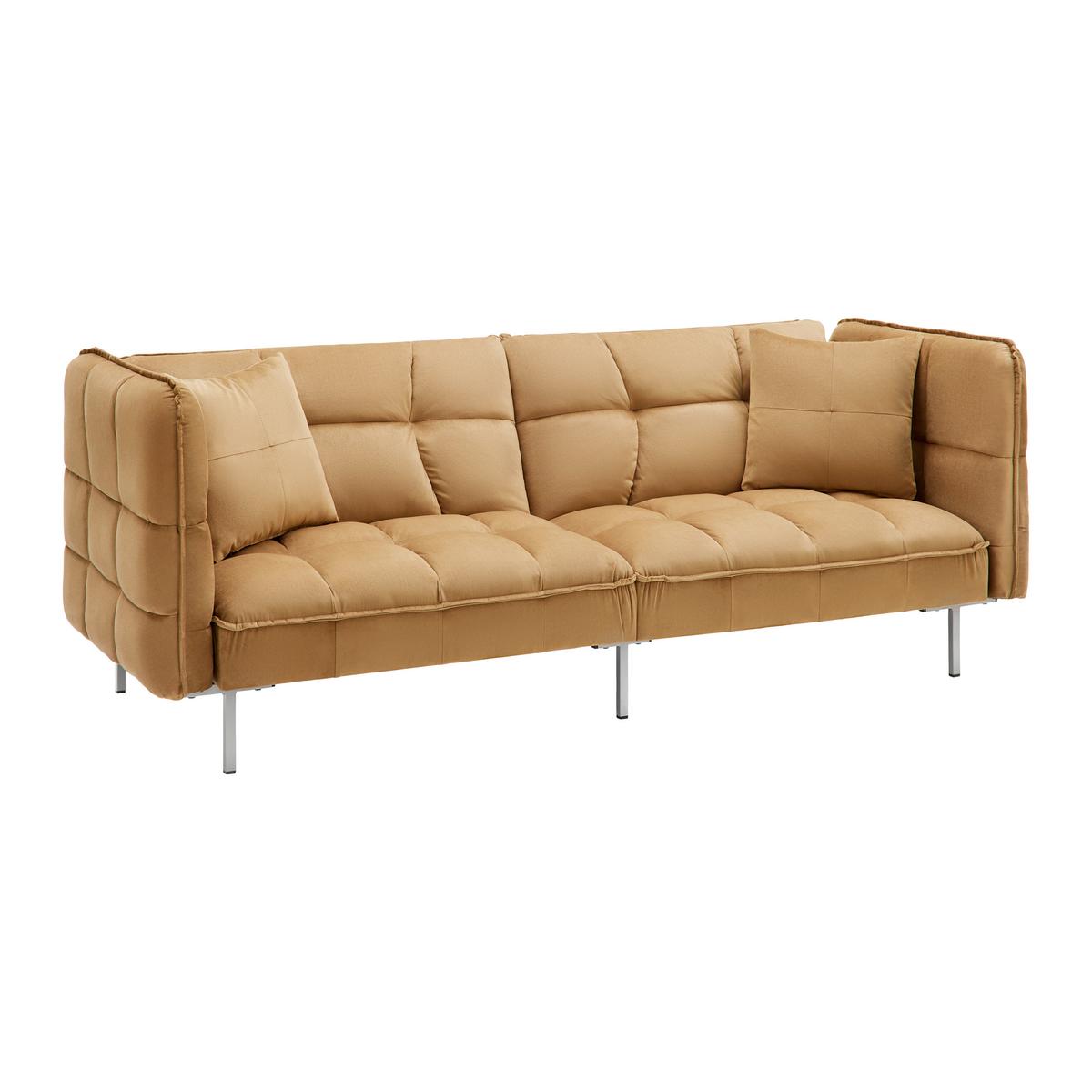 Schlafsofa Kupferfarbe, "nelly", Samt - Silberfarben/Kupferfarben, Modern, Holz/Textil (208/76,5/79cm) - Bessagi Home