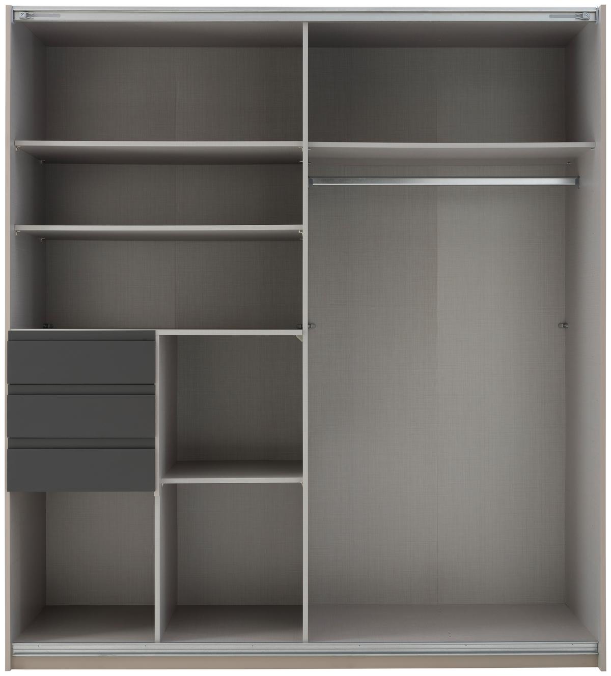 DULAP USI CULISANTE OSNABRÜCK - sahara/grafit, Trend, sticlă/material pe bază de lemn (180/198/65cm)