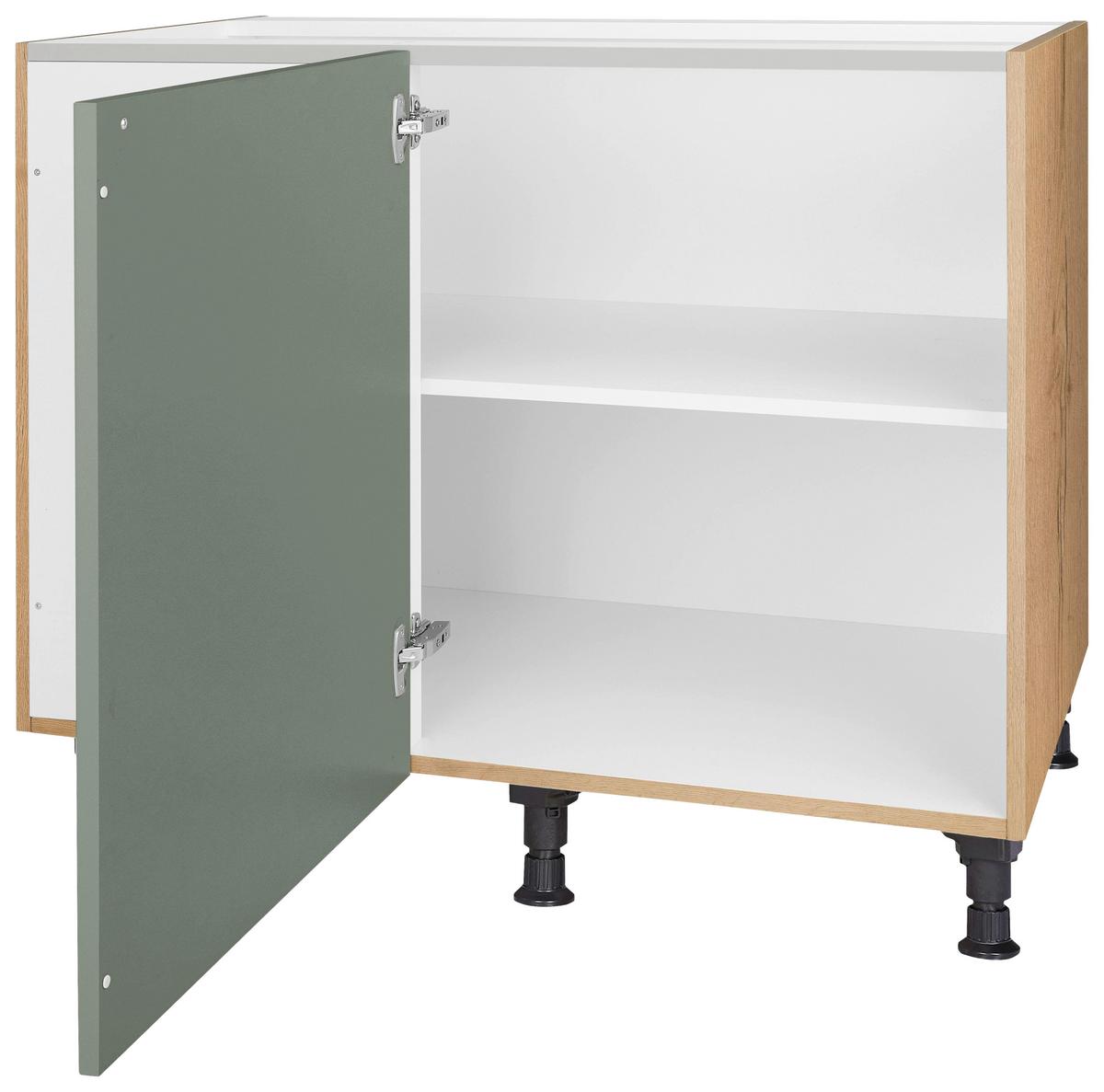 Eckunterschrank Cascada Grün - Eichefarben/Schwarz, MODERN, Holzwerkstoff/Metall (125/87/65cm) - Nobilia