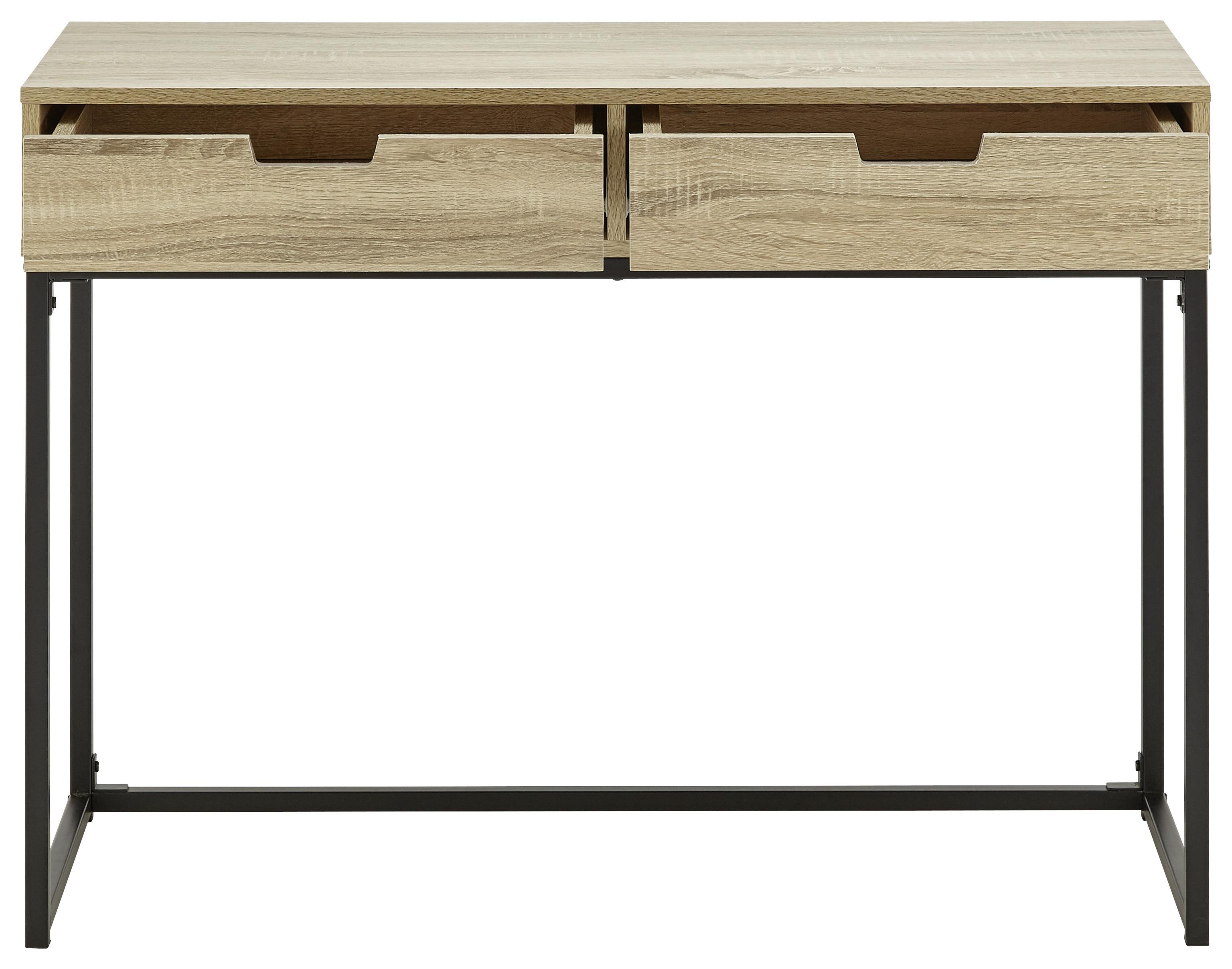Konsolentisch Holz "Giorgia", ca. 100x38 cm, Eiche - Eichefarben/Schwarz, MODERN, Holzwerkstoff/Metall (100/38/76cm) - Bessagi Home