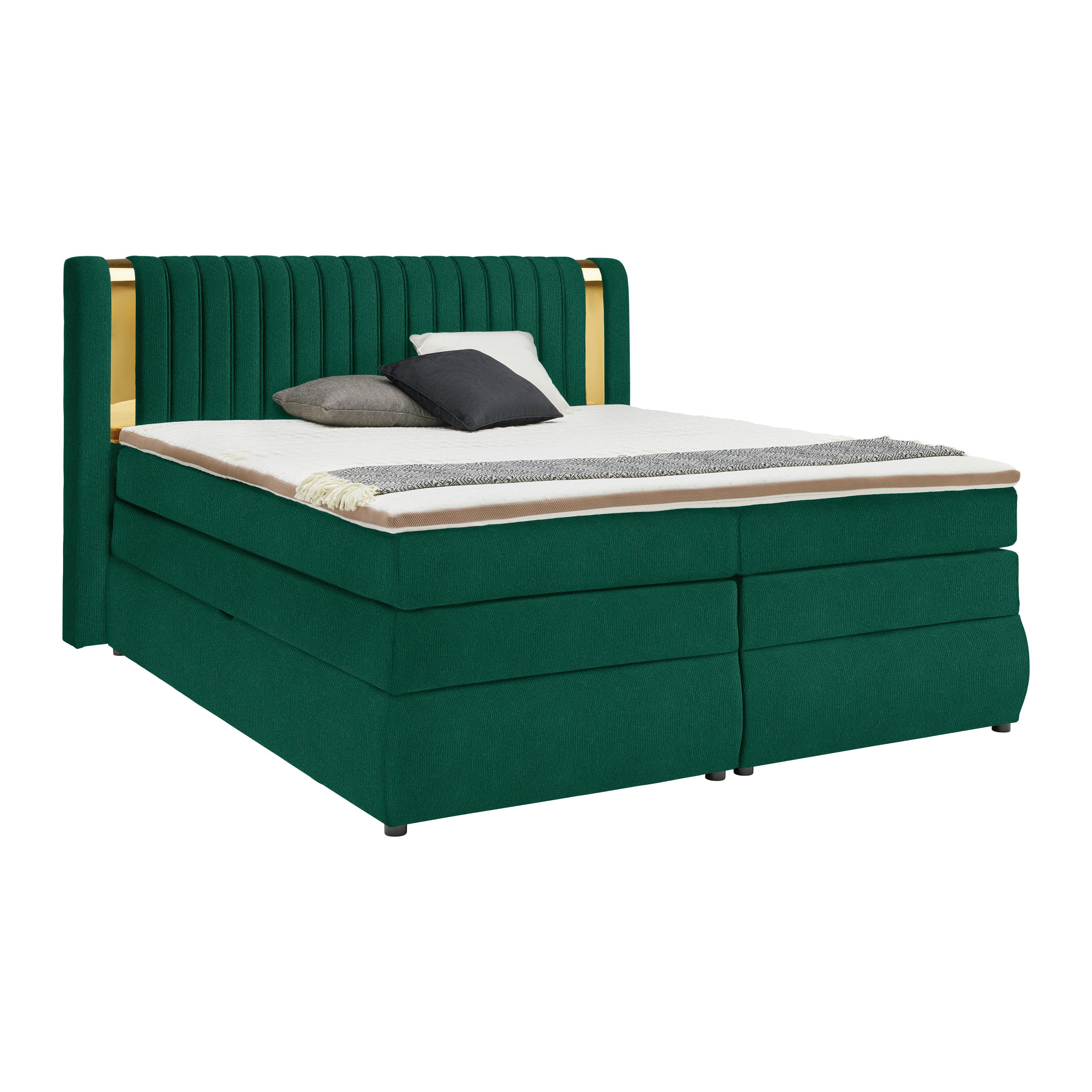 PAT BOXSPRING MINOLA GOLD EXKLUZIV - verde închis, Konventionell, textil (160/200cm) - Premium Living