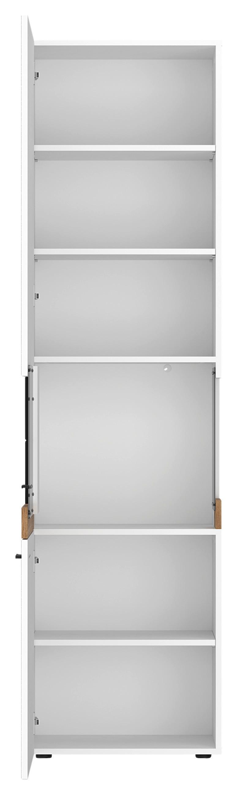 VITRINĂ ORETA - alb/culoare lemn stejar, Modern, sticlă/material pe bază de lemn (54,7/200/36,6cm) - Modern Living