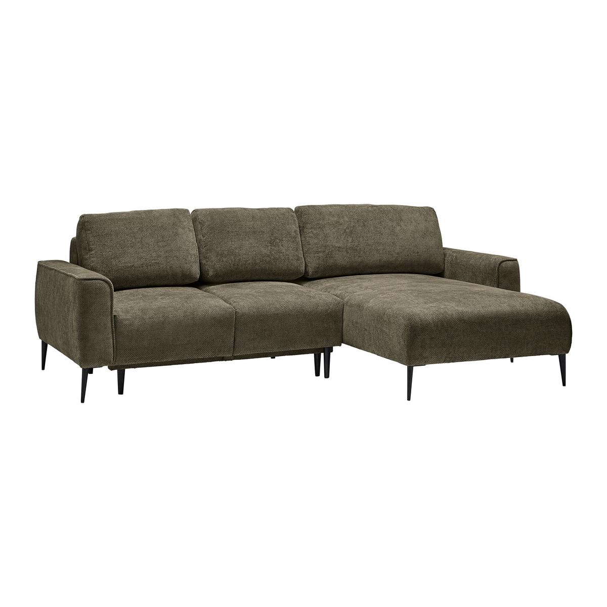 Ecksofa Custom Olivgrün - Schwarz/Olivgrün, MODERN, Textil/Metall (255/85/164cm) - Mömax