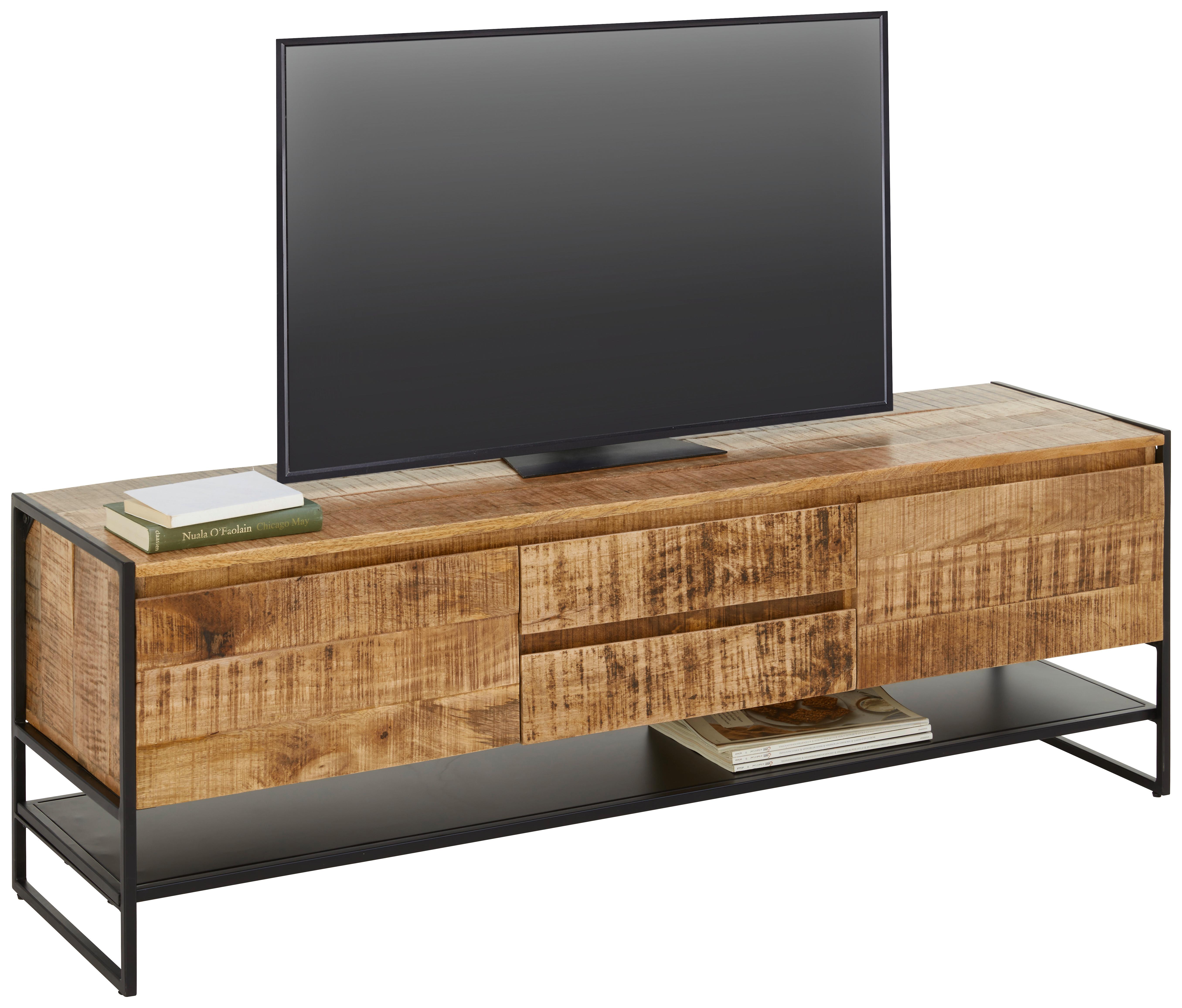 Lowboard Simple in Naturfarben/Schwarz - Schwarz/Naturfarben, LIFESTYLE, Holz/Metall (150/50/40cm) - Zandiara