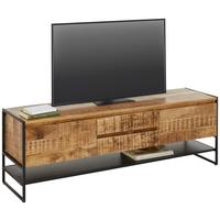Lowboard Simple in Naturfarben/Schwarz - Schwarz/Naturfarben, LIFESTYLE, Holz/Metall (150/50/40cm) - Zandiara