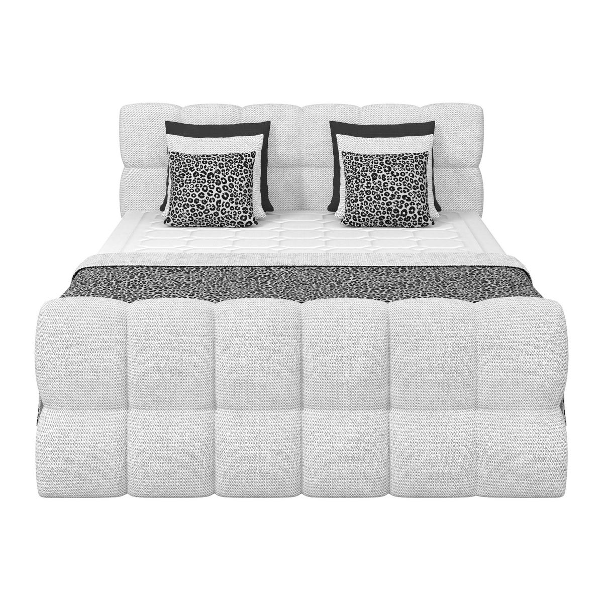 Postelja Boxspring Brisbane, Sivobela, 180x200 - črna/sivobela, Trend, umetna masa/tekstil (180/200cm) - Premium Living