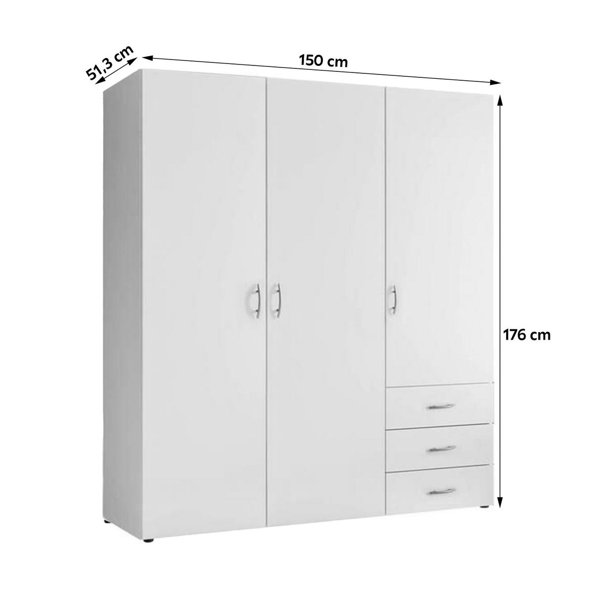 SZAFA UCHYLNA HARRY - kolor srebrny/biały, Modern, materiał drewnopochodny/tworzywo sztuczne (150/176/51,3cm) - MID.YOU