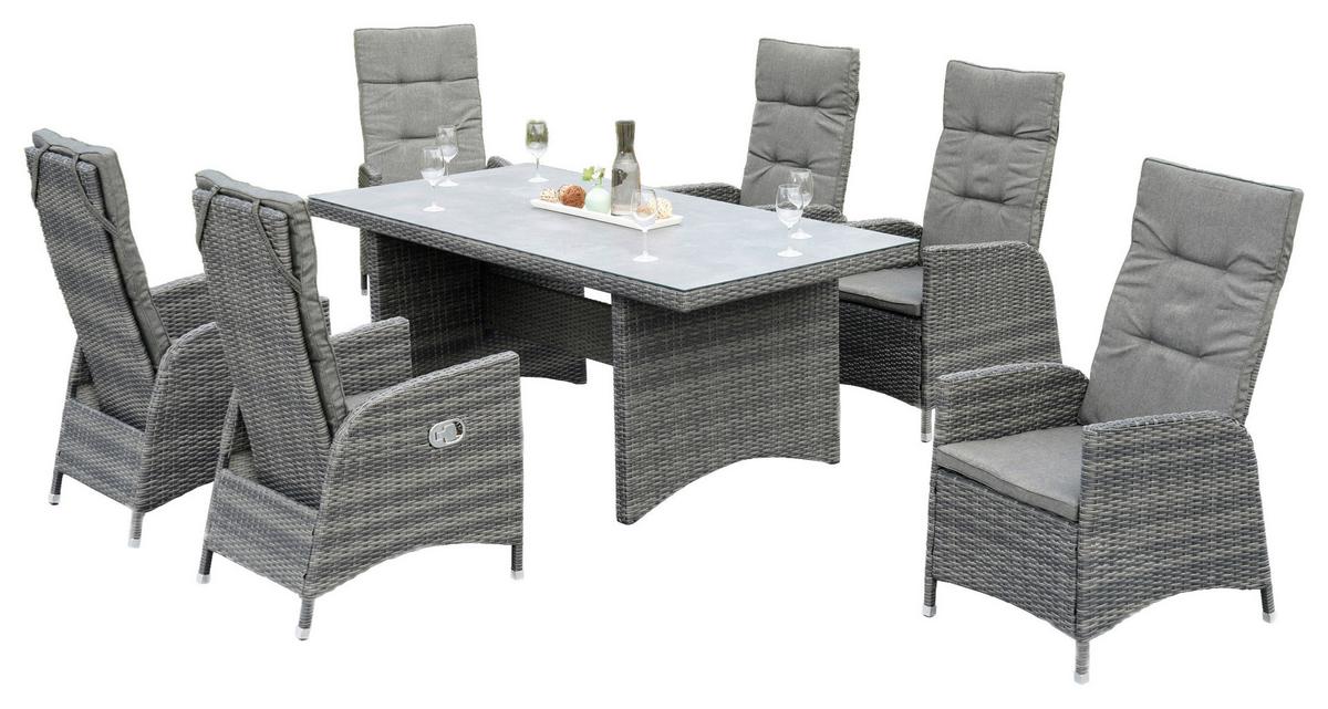 GARTENSET BOLOGNA - Grau, MODERN, Kunststoff/Textil - Gardenson