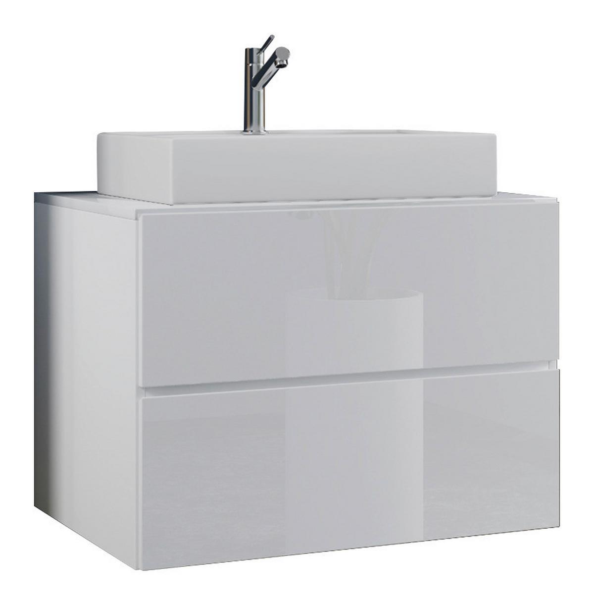 Kombiniran Umivalnik Lendas, Bela - bela, Moderno, leseni material/keramika (80cm) - MID.YOU