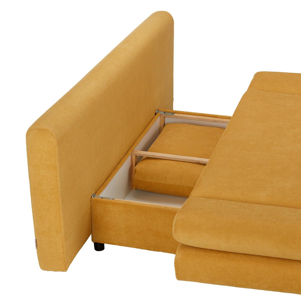 Schlafsofa in Gelb mit Bettfunktion - Gelb/Schwarz, MODERN, Textil (191/42-76/86cm) - Based
