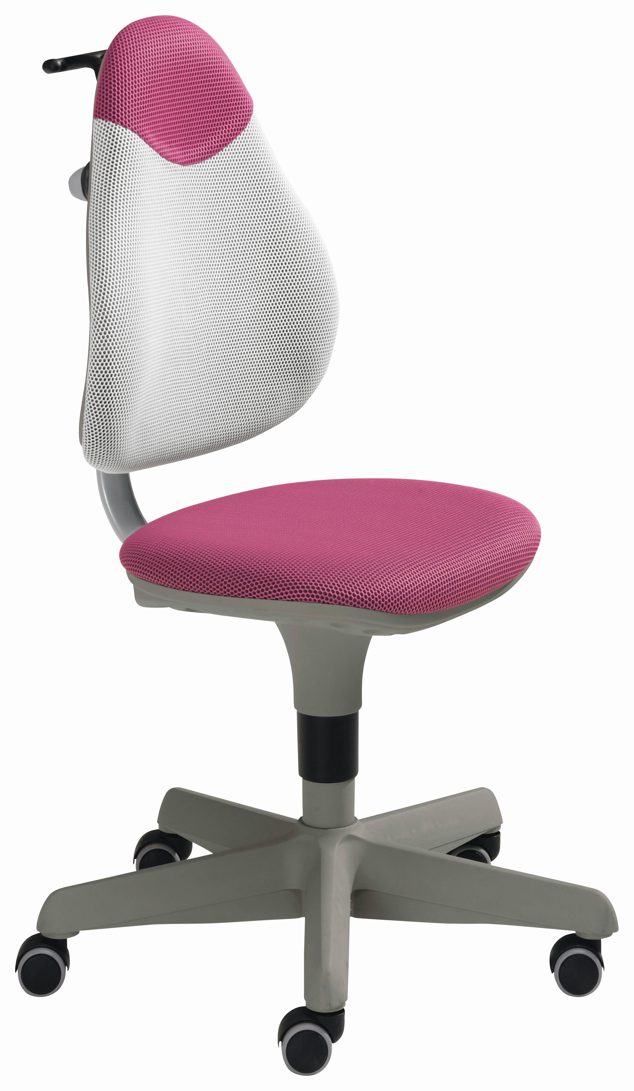 KRZESŁO OBROTOWE MŁODZIEŻOWE PEPE - różowy/biały, Basics, tworzywo sztuczne/tkanina (63/86-102/53cm) - Paidi