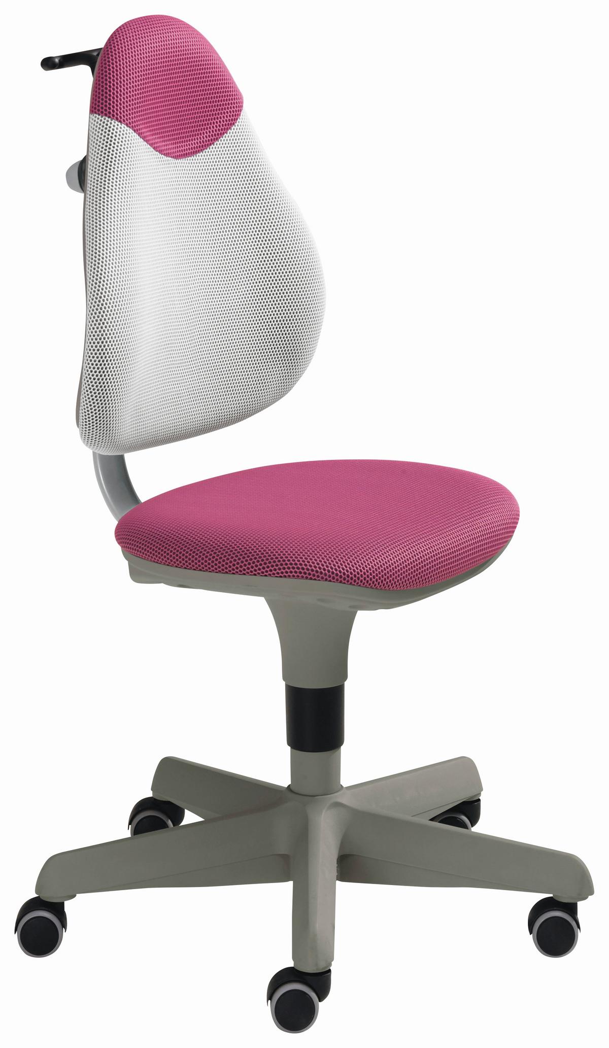 KRZESŁO OBROTOWE MŁODZIEŻOWE PEPE - różowy/biały, Basics, tworzywo sztuczne/tkanina (63/86-102/53cm) - Paidi