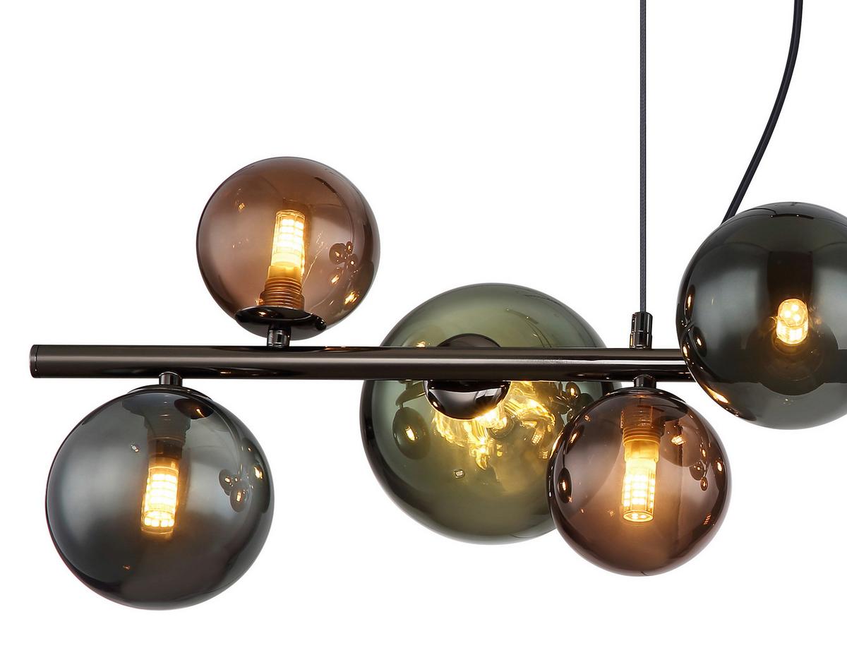 Viseča Led-svetilka Riha, S Sijalko - barve petroleja/siva, Design, kovina/steklo (86/36/120cm) - Globo