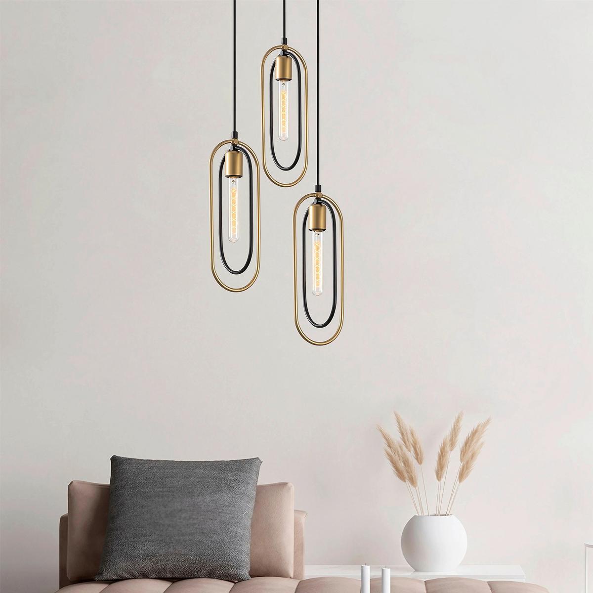 LAMPA WISZĄCA CERCO - 2021 - czarny/kolor złoty, Design, metal (38/132cm) - P & B