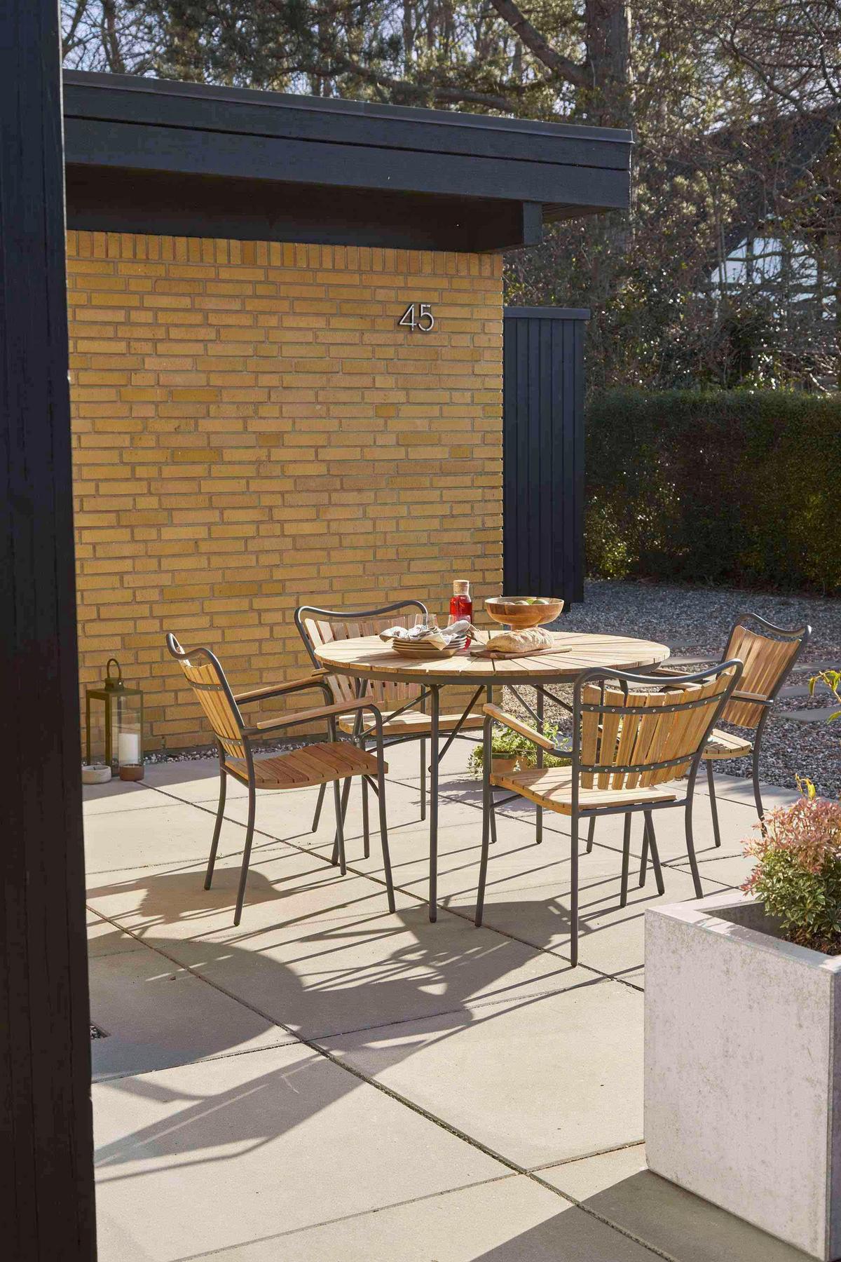 Gartentisch Ellen Anthrazit/Teak - Anthrazit/Teakfarben, KONVENTIONELL, Holz/Metall (110/110/74cm) - Gardenson
