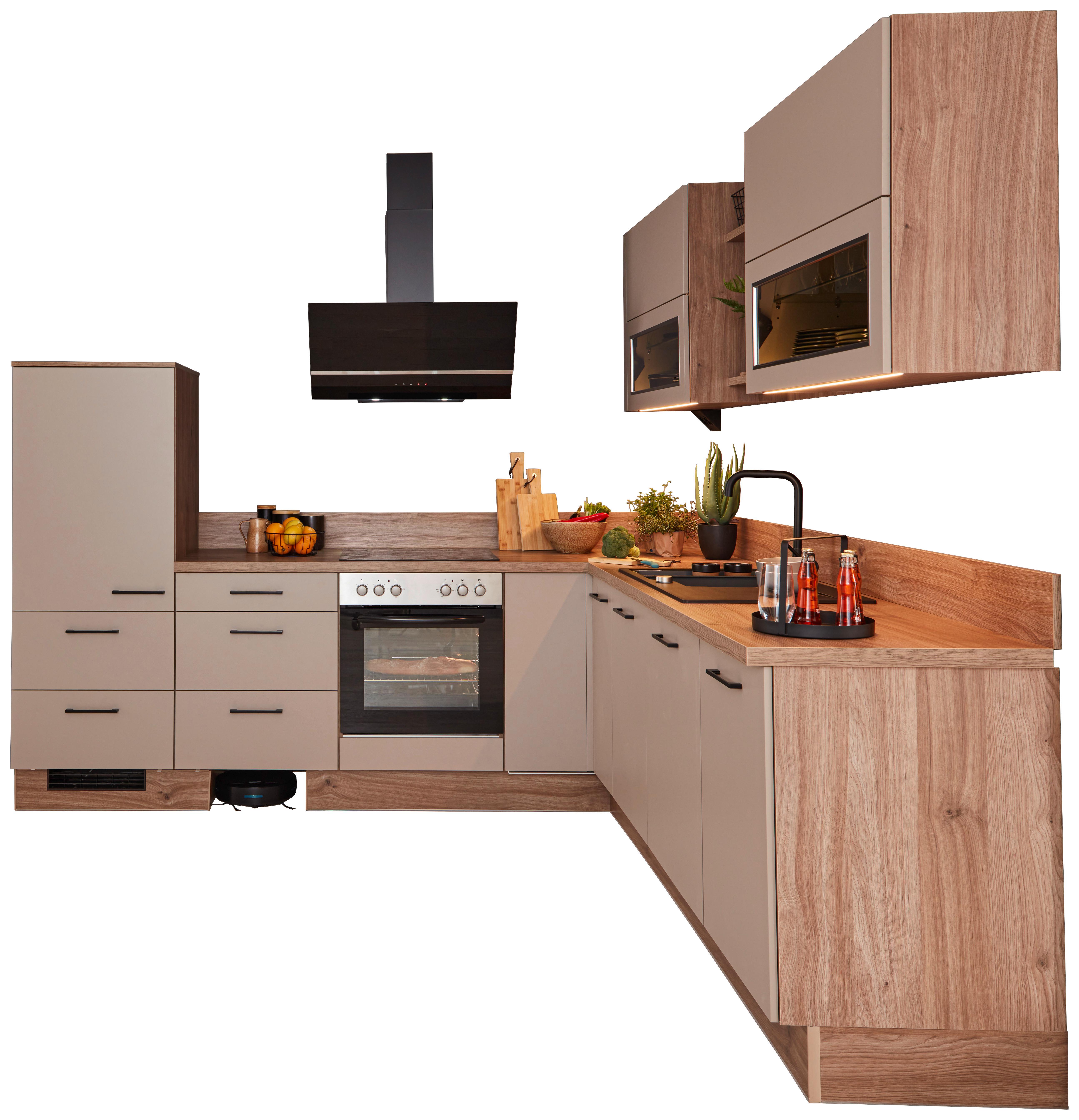 Einbauküche IP1200 Cappucinofarben - Eichefarben/Cappuccino, Modern, Holzwerkstoff/Metall (270/250cm) - Impuls
