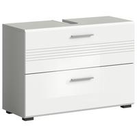 Waschbeckenunterschrank Copa ca. 80x56 cm Weiß/Grau - Chromfarben/Weiß Hochglanz, MODERN, Holzwerkstoff/Kunststoff (80/56/32cm) - MID.YOU