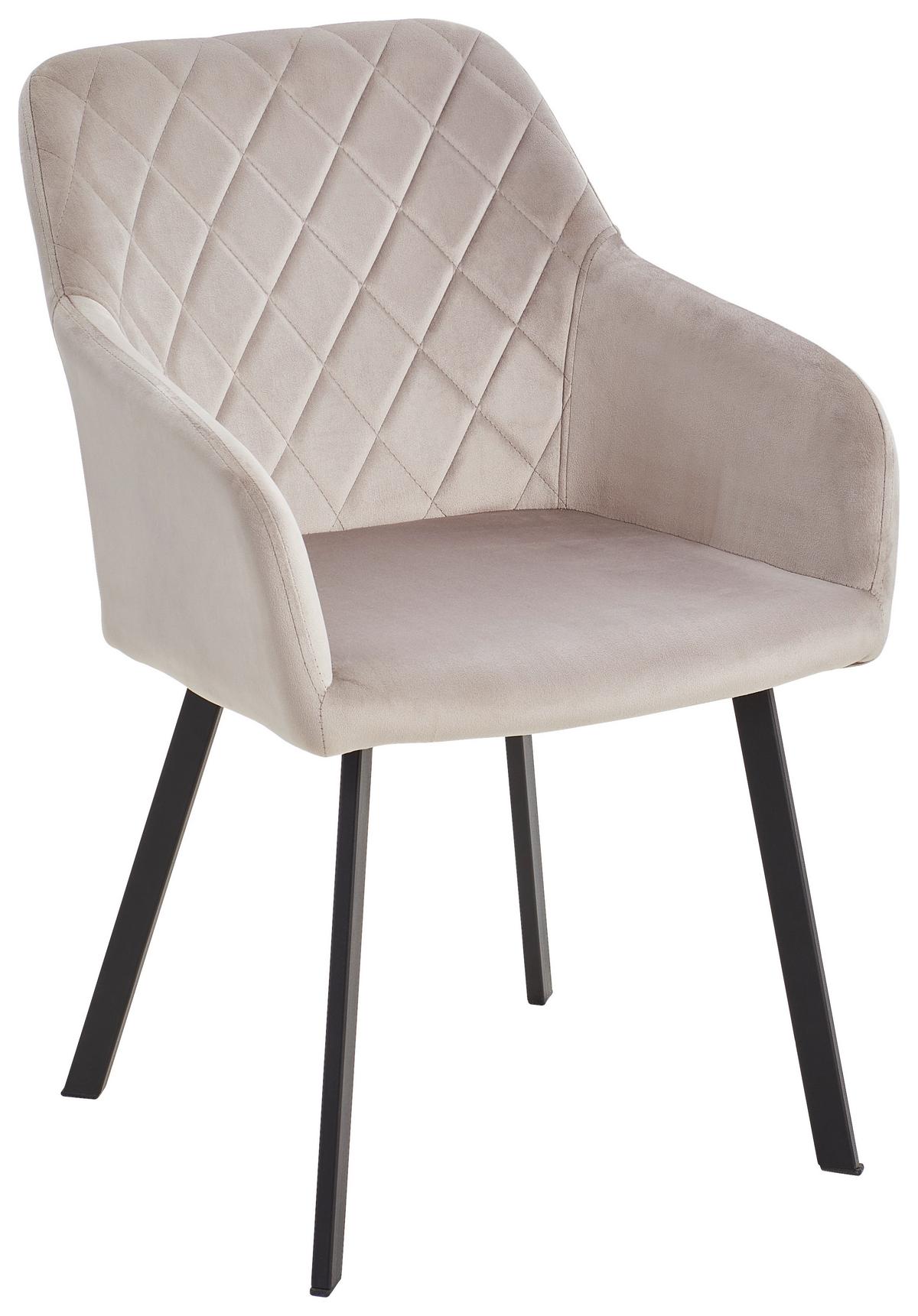 KRZESŁO Z PODŁOKIETNIKAMI LUCY - czarny/taupe, Modern, metal/drewno (54/87/64cm) - Livetastic