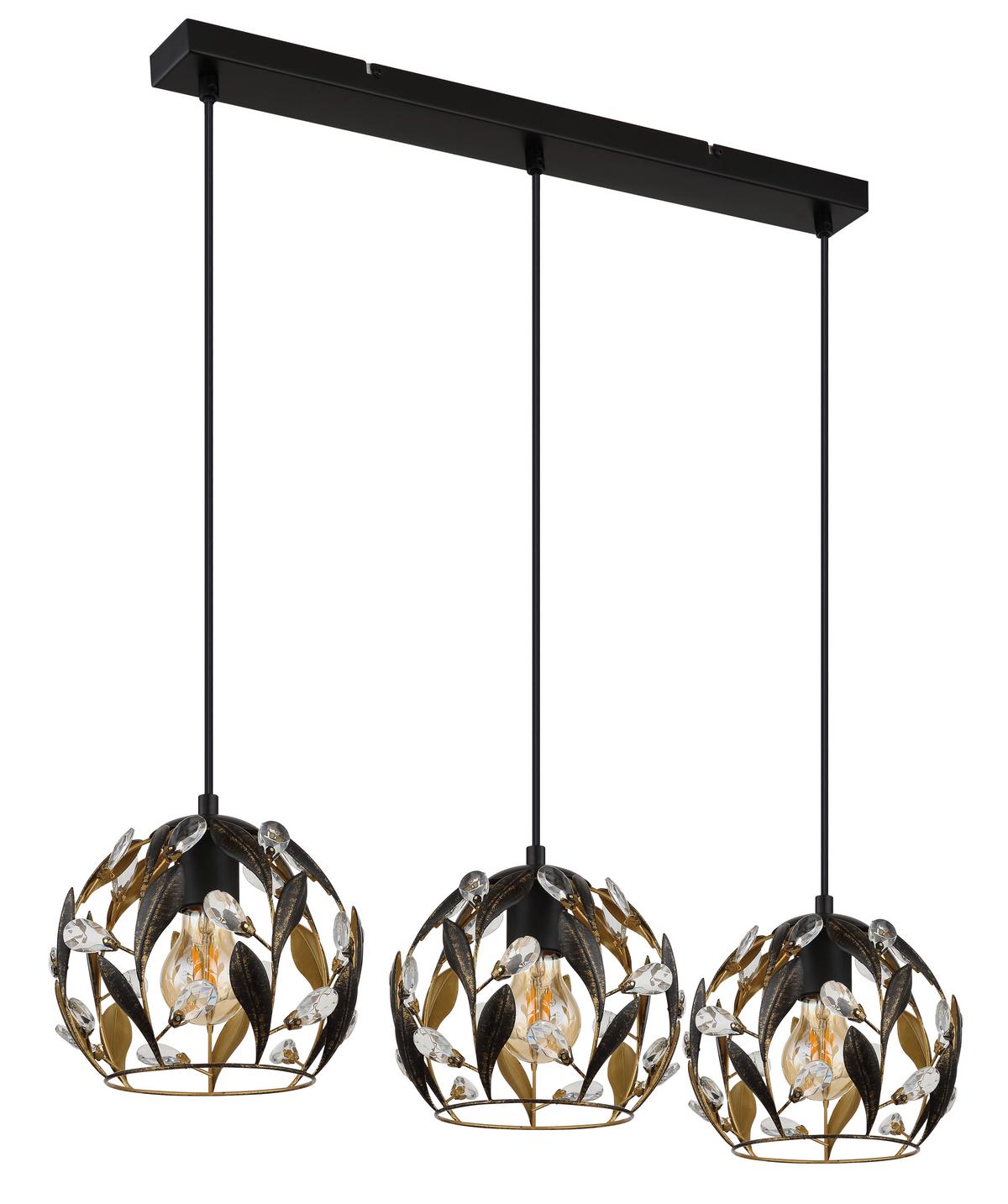 HÄNGELEUCHTE 15759-3H MIKA - Klar/Goldfarben, Basics, Kunststoff/Metall (74/20/150cm) - Globo