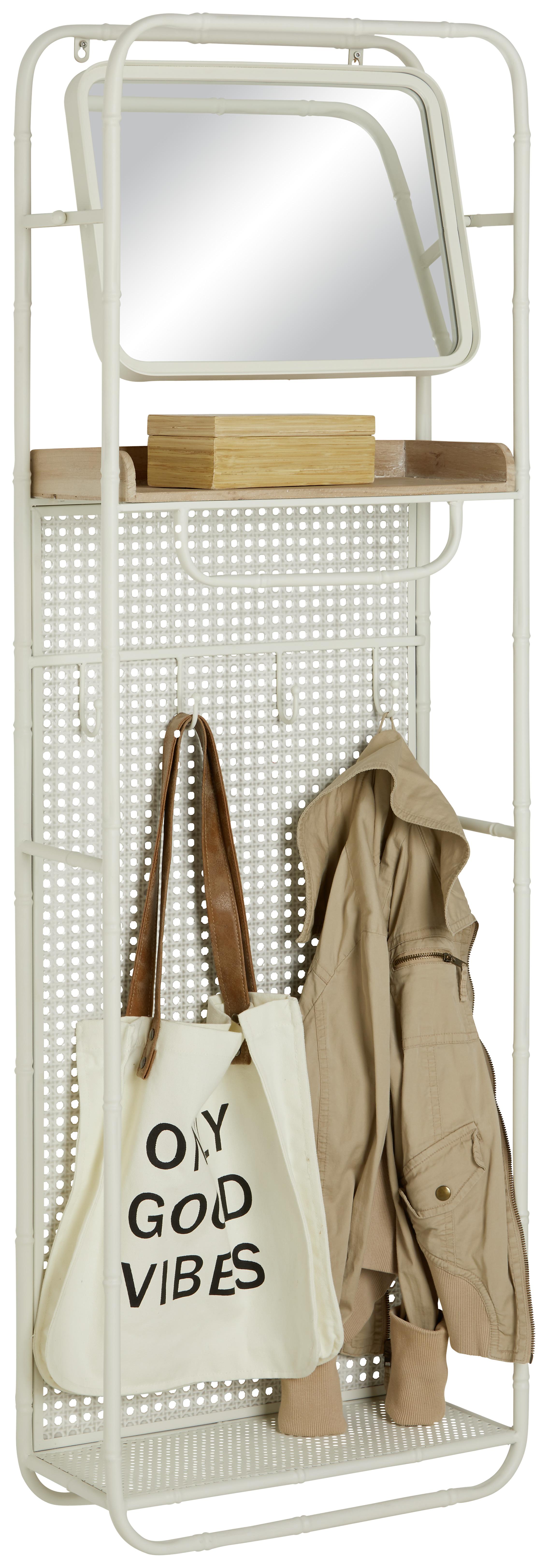 Wandgarderobe in Naturfarben - weiss/Naturfarben, Romantik / Landhaus, Glas/Holzwerkstoff (48/150/20,5cm) - Modern Living