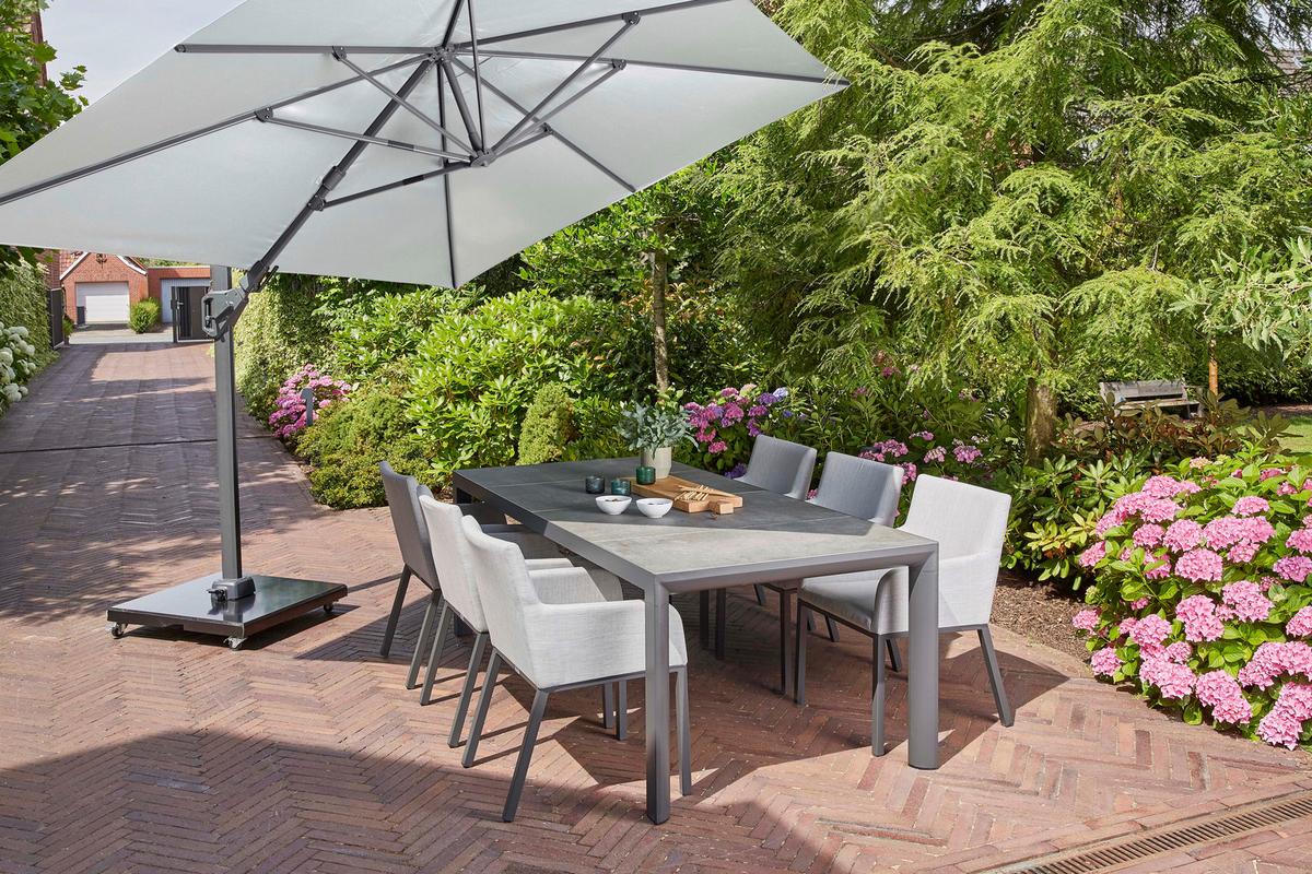 Ampelschirm Sunset N+ BHT 350x 252x260 cm Anthrazit/Grau - Anthrazit/Grau, KONVENTIONELL, Textil/Metall (350/260cm) - Siena Garden