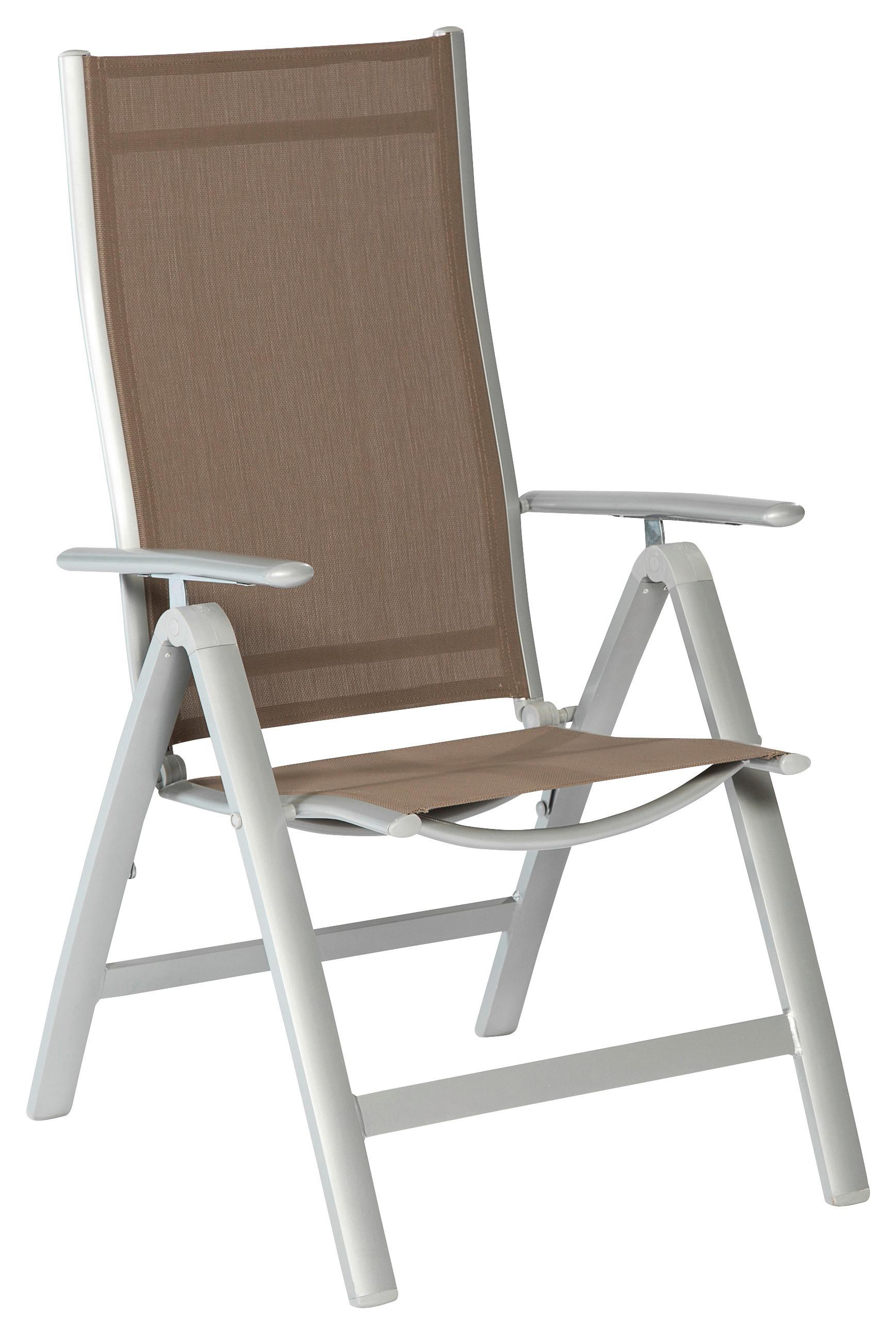 Gartenklappsessel 2er-Set Taupe verstellbar - Taupe/Silberfarben, KONVENTIONELL, Textil/Metall (60/108/70cm) - Gardenson