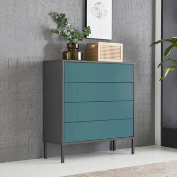 Kommode Mailand Typ 3 Petrol/Anthrazit - Anthrazit/Petrol, MODERN, Holzwerkstoff/Metall (79/86/33cm) - MID.YOU