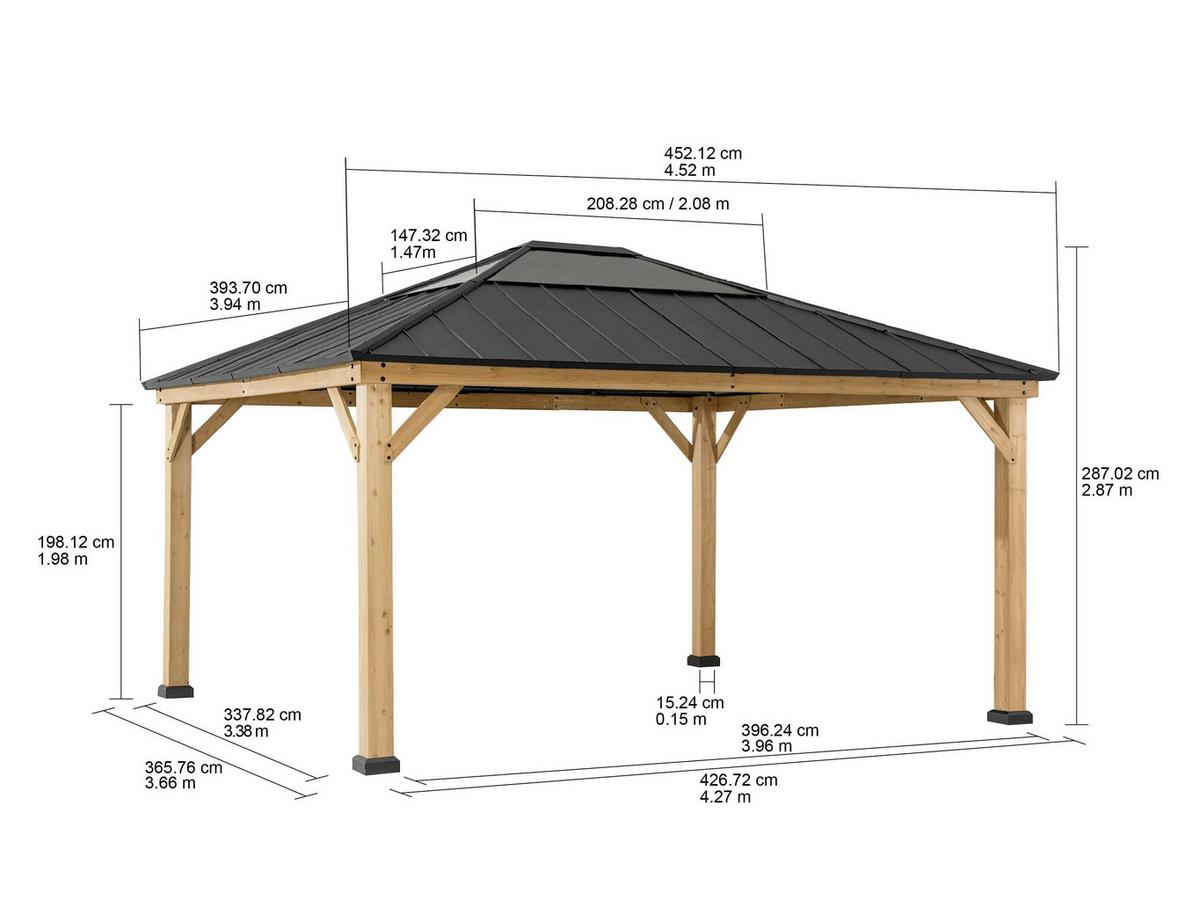 Pavillon Gazebo Anthrazit - Anthrazit, Basics, Kunststoff/Metall (452/393/287cm)
