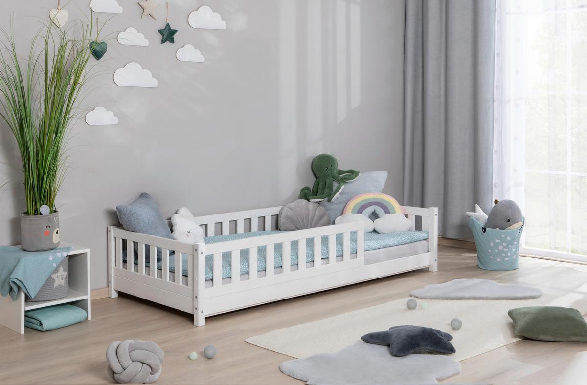 Hausbett Lou ca. 90x200 cm Holz Weiß - Naturfarben/Weiß, MODERN, Holz/Textil (90/200cm) - MID.YOU