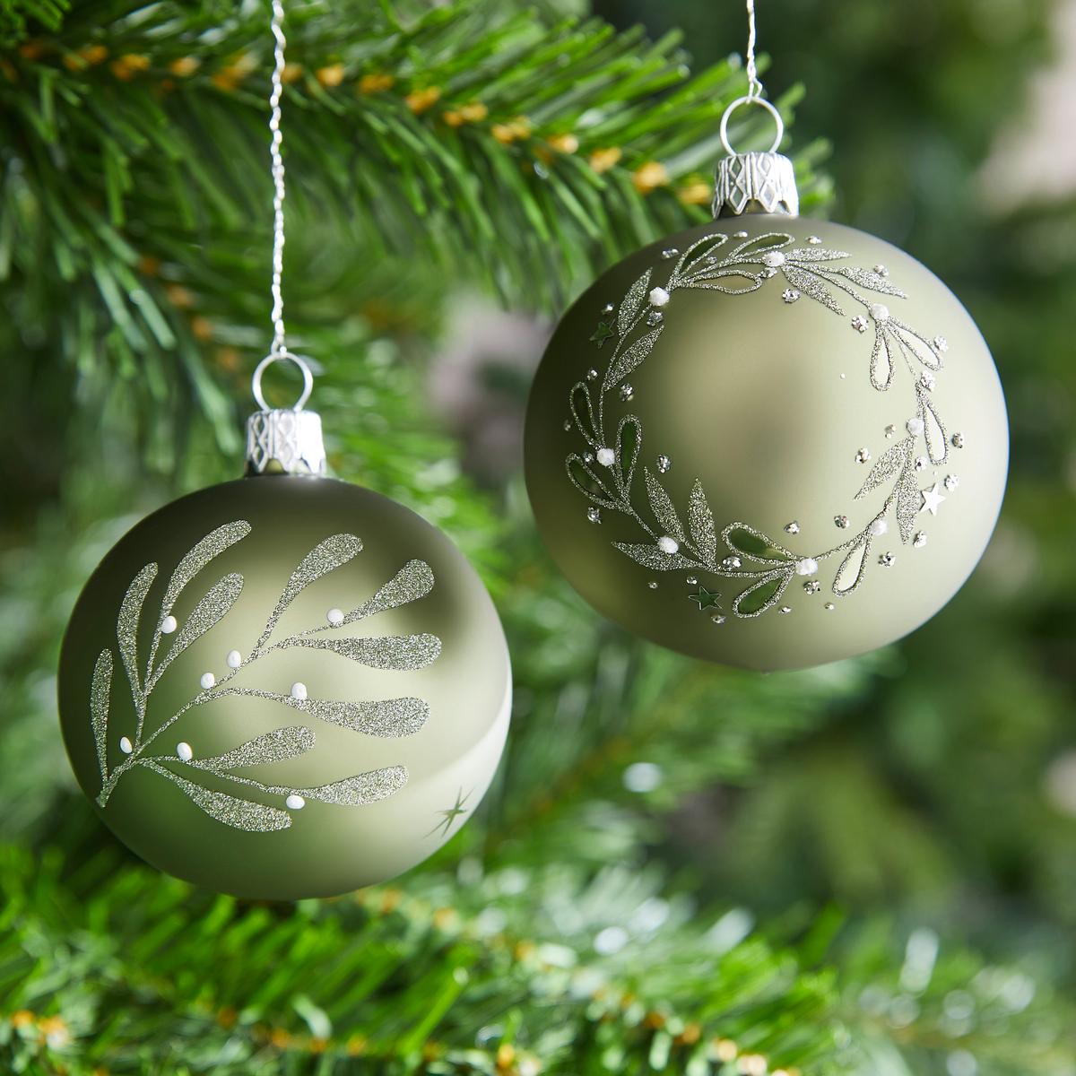 Christbaumkugel Isra in Grün, 2 Stück - Grün, Glas/Metall (7cm) - Modern Living