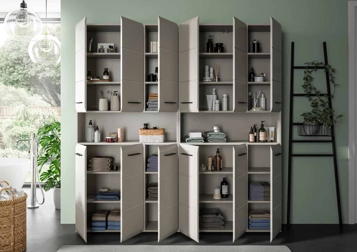 Badezimmer Ice Kaschmir 2-teilig - Kaschmir/Schwarz, Trend, Holzwerkstoff/Kunststoff (180cm) - MID.YOU