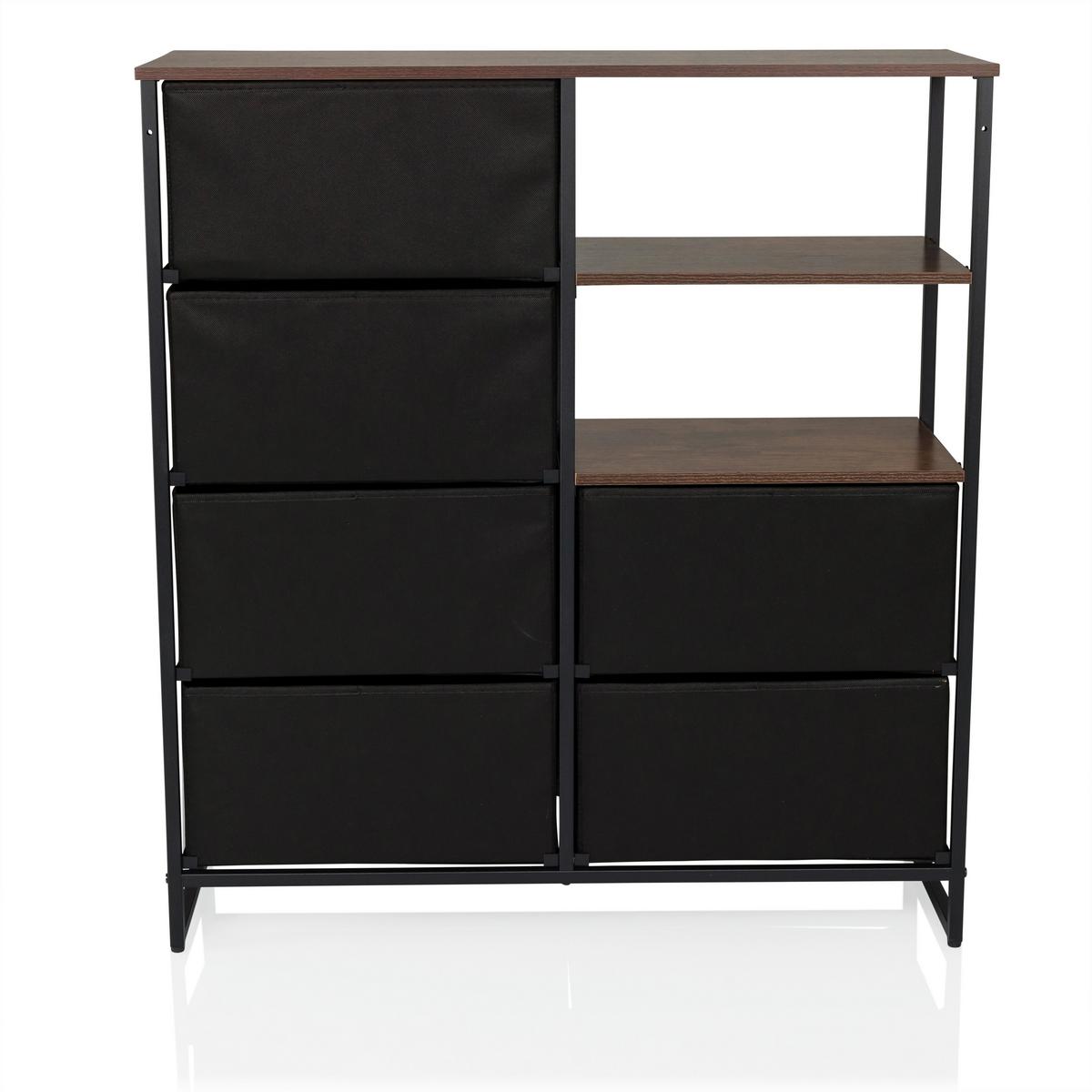 Komoda Ragala, Barva Hrasta - črna/barve hrasta, Moderno, kovina/tekstil (84/92/30cm) - MID.YOU