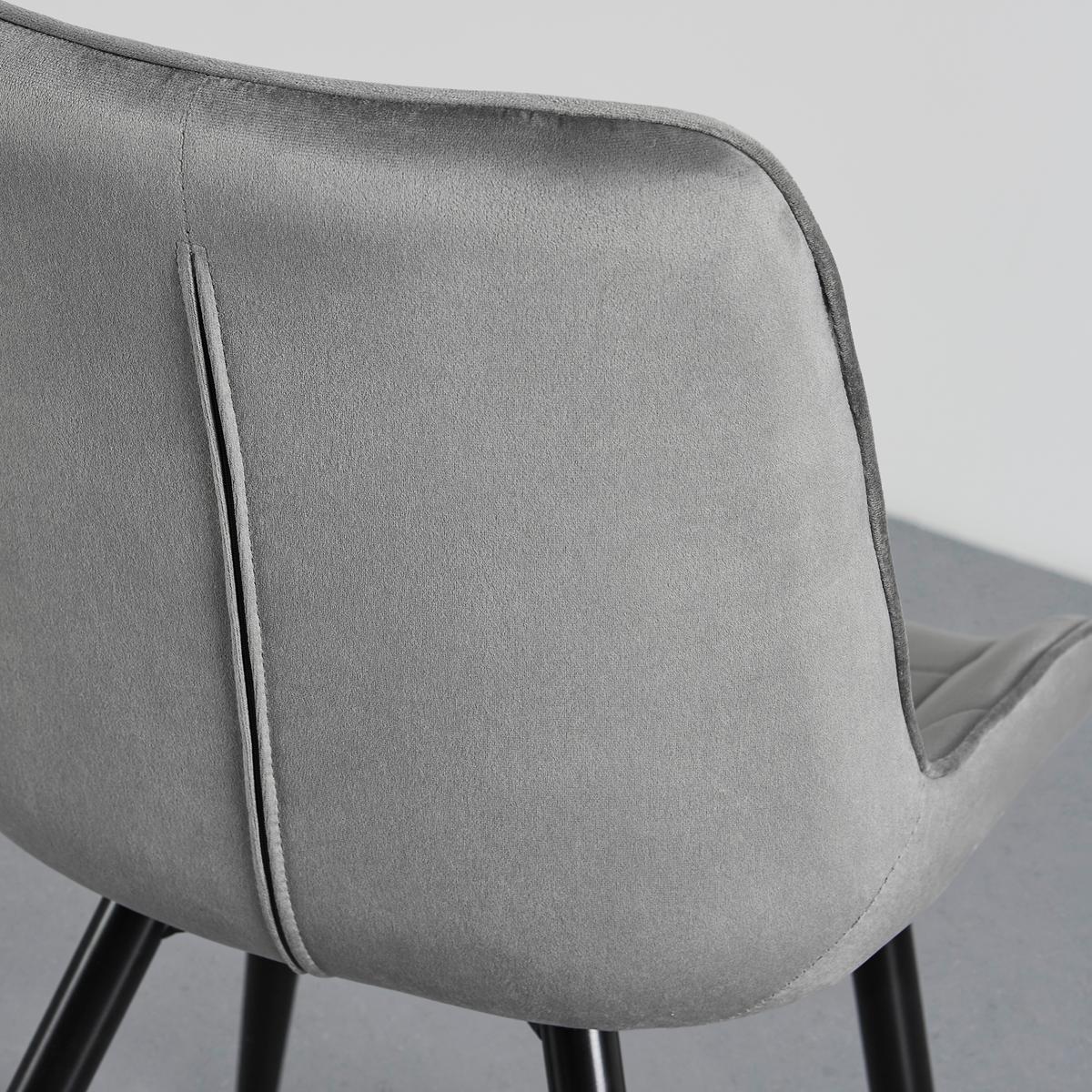 Stol Alina, Siva, Žamet - siva/črna, Moderno, kovina/tekstil (59/84/51cm) - Bessagi Home