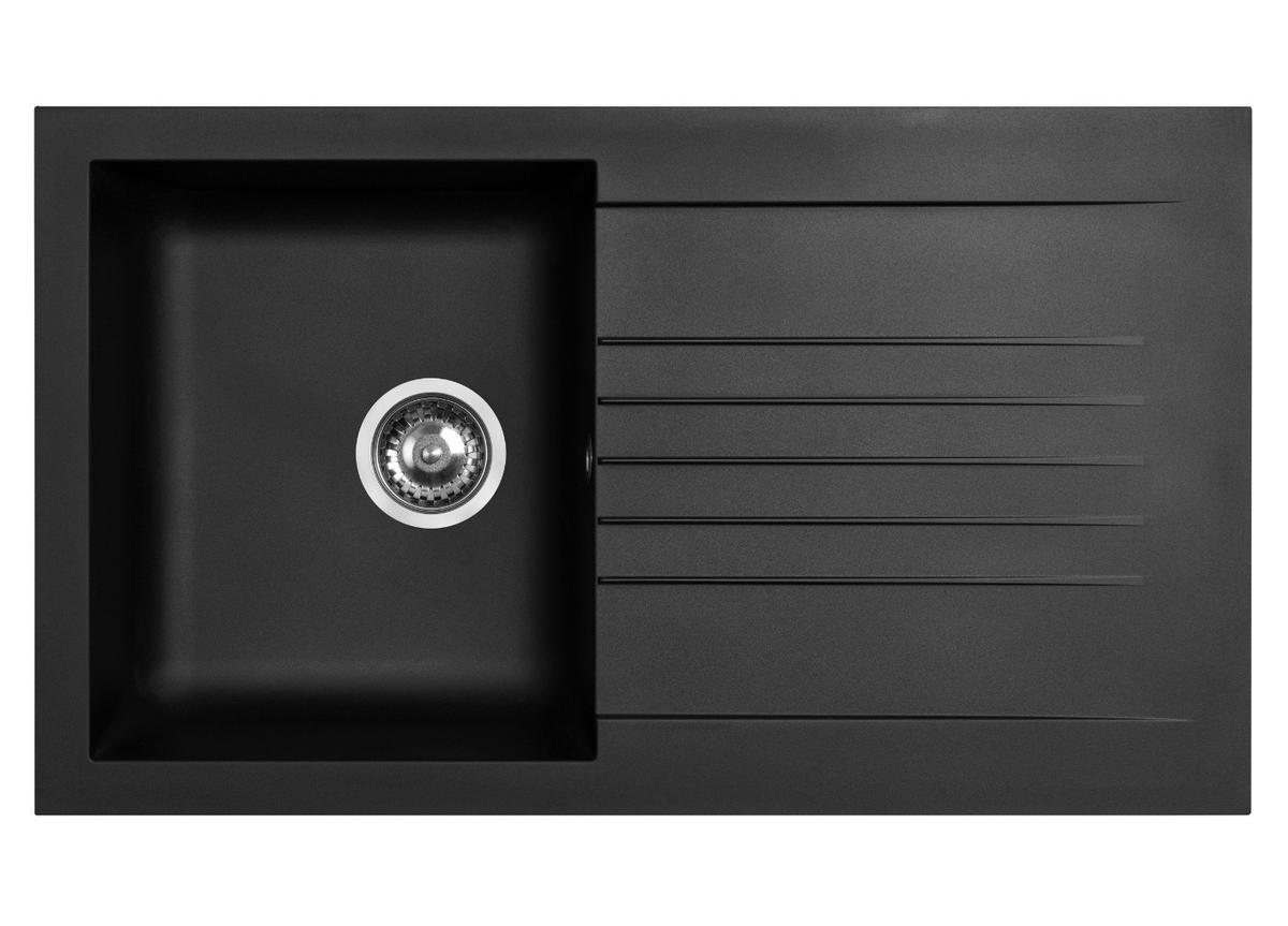 Küchenblock Liverpool m. Geräte Graphit/Eichefarben - Schieferfarben/Eiche Wotan, Basics, Holzwerkstoff/Metall (360cm) - Held