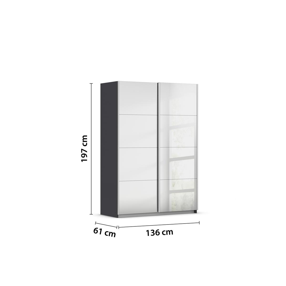 Ormar S Kliznim Vratima Subito - boje grafita/srebrne boje, Moderno, drvni materijal/metal (136/197/61cm) - Modern Living