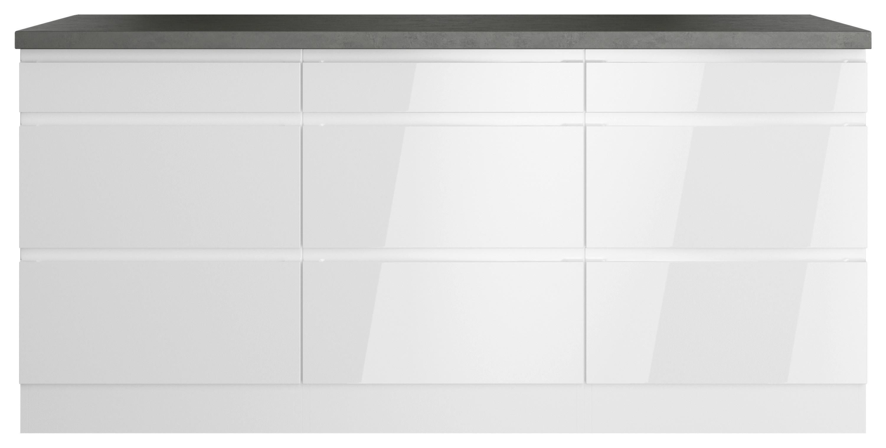 Küchenunterschrank Monza ca. 180x86 cm Weiß/Grau - Weiß Hochglanz/Weiß, LIFESTYLE, Holzwerkstoff (180/86/60cm) - Held