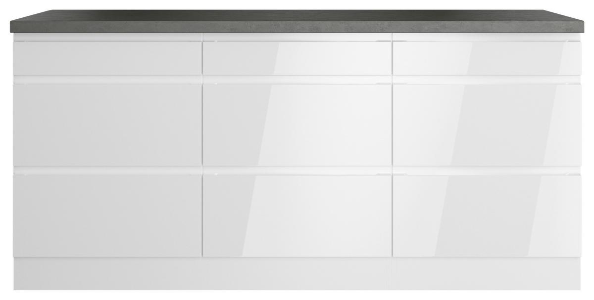 Küchenunterschrank Monza ca. 180x86 cm Weiß/Grau - Weiß Hochglanz/Weiß, LIFESTYLE, Holzwerkstoff (180/86/60cm) - Held
