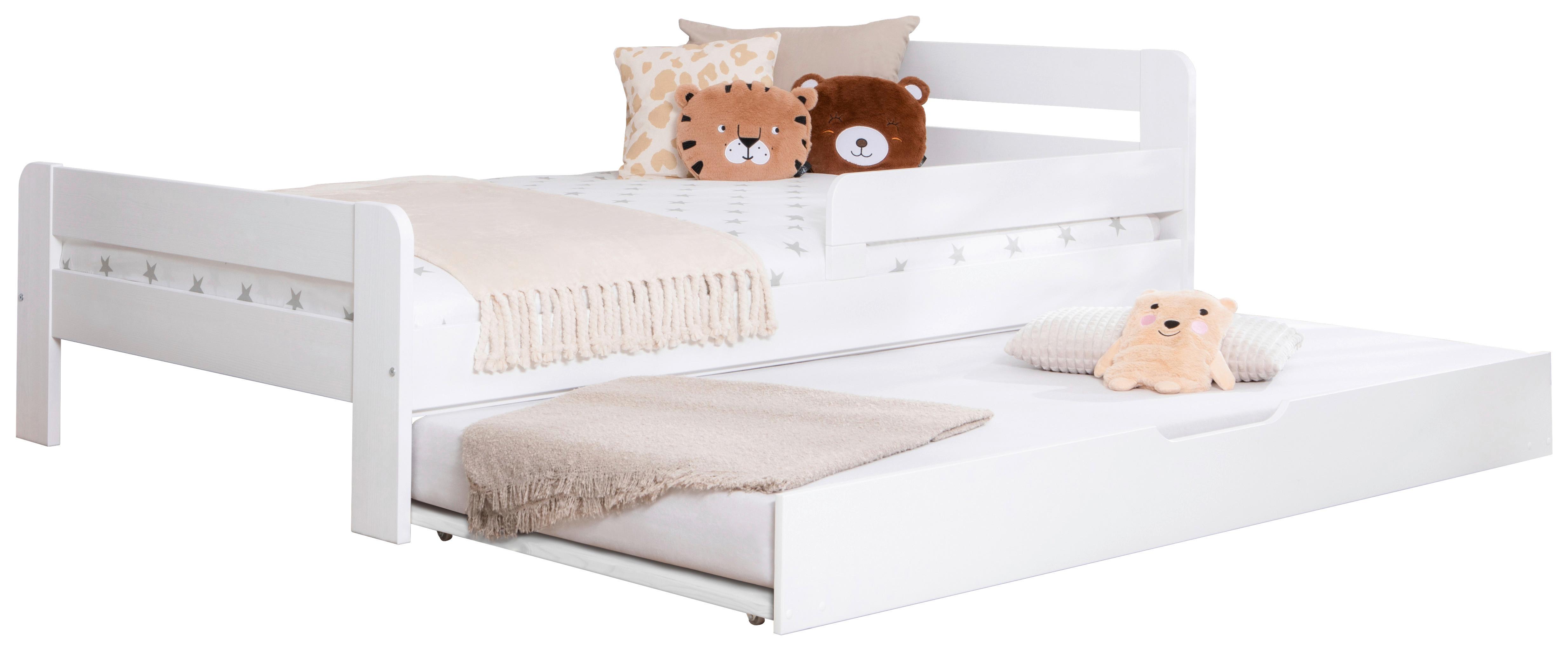 Bett Bennet mit Ausziehbett ca. 90x200 cm Weiß - Weiß, MODERN, Holz (90/200cm) - MID.YOU