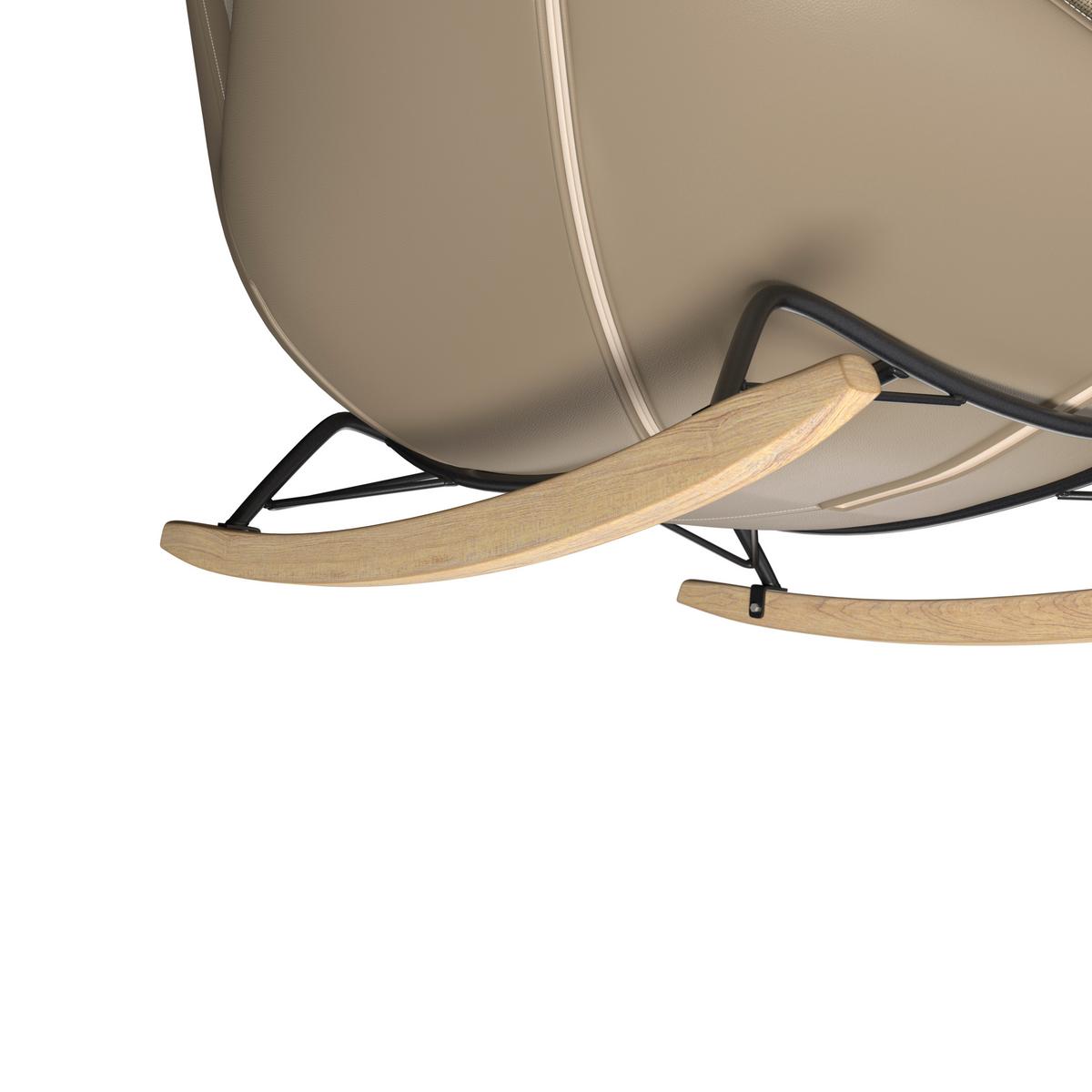 Schaukelsessel Elea Beige Lederlook/Chenille - Beige/Schwarz, MODERN, Holz/Textil (104/78/102cm) - Bessagi Home