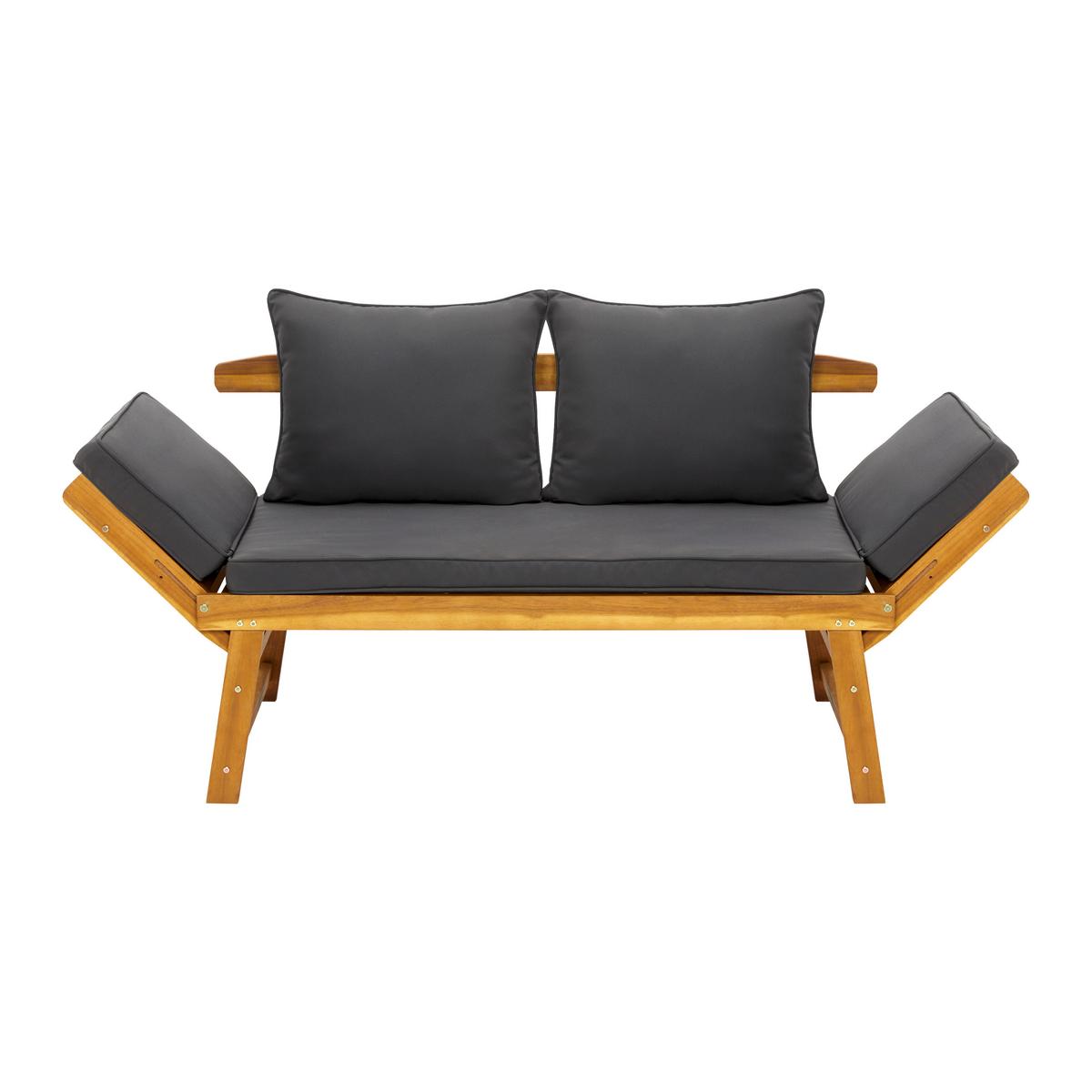 Gartenliege Pia Dunkelgrau Akazie/Outdoorstoff - Dunkelgrau/Akaziefarben, MODERN, Holz/Textil (143-190/68/75cm) - Bessagi Garden