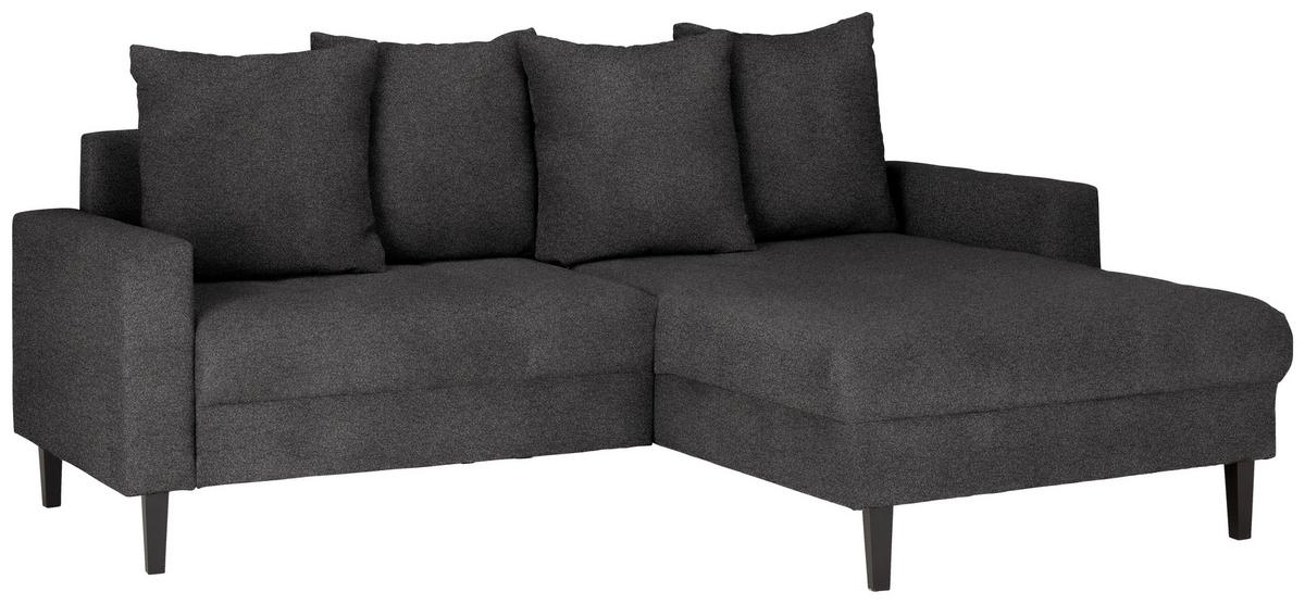 Ecksofa Boston Dunkelgrau - Dunkelgrau/Schwarz, Konventionell, Holz/Textil (215/92/160cm) - Based