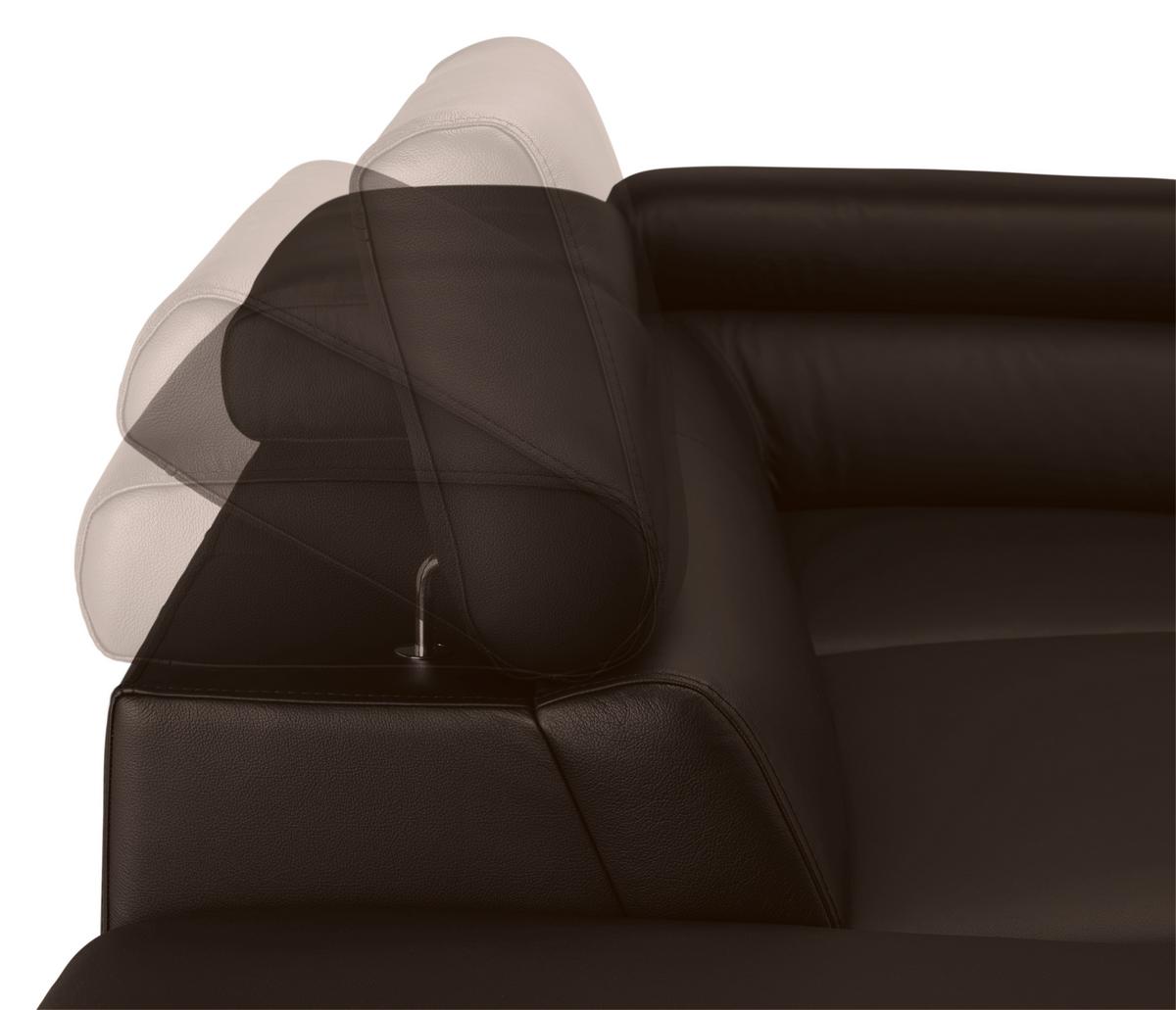 Wohnlandschaft Carmen links Dunkelbraun - Dunkelbraun/Schwarz, MODERN, Leder/Holz (292/72/226cm) - Premium Living