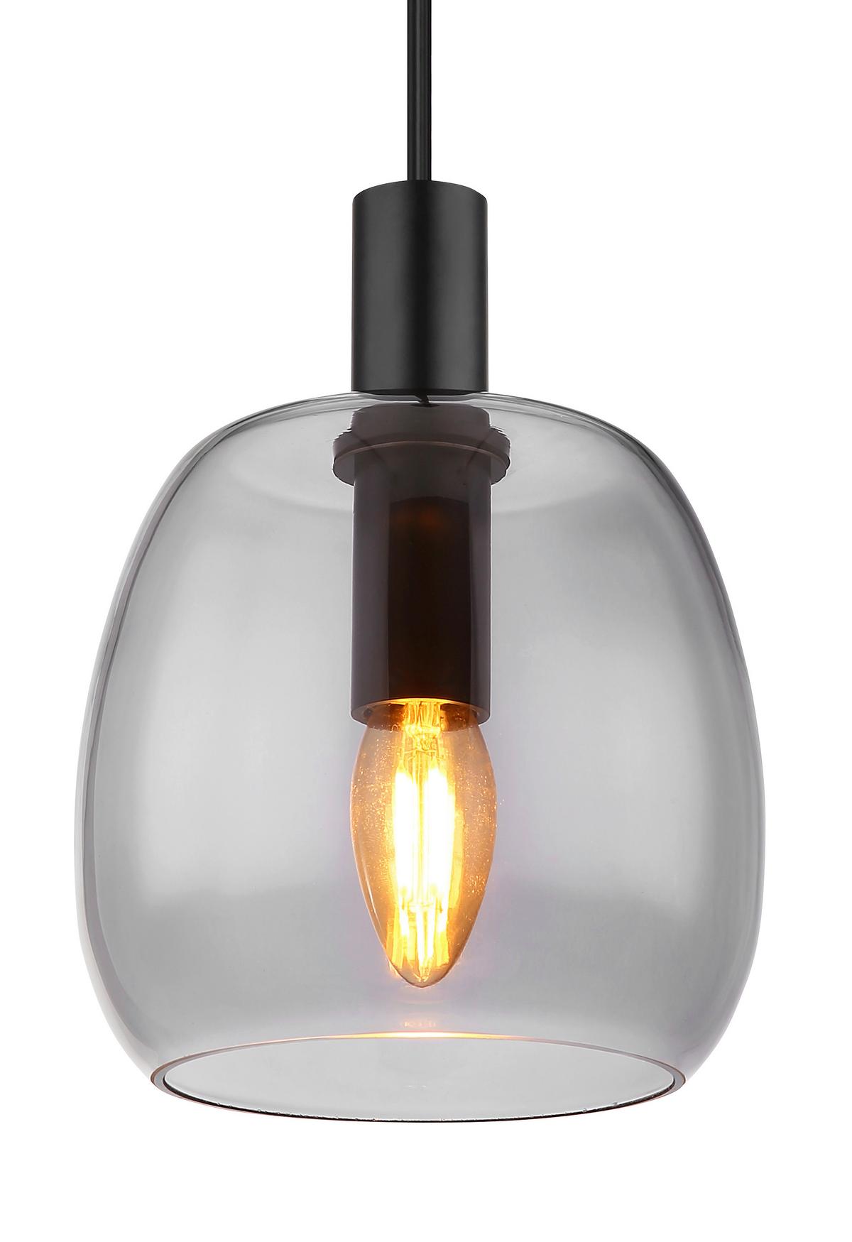 Hängeleuchte Garri max. 40 Watt - Schwarz, Design, Glas/Metall (16/120cm) - Globo