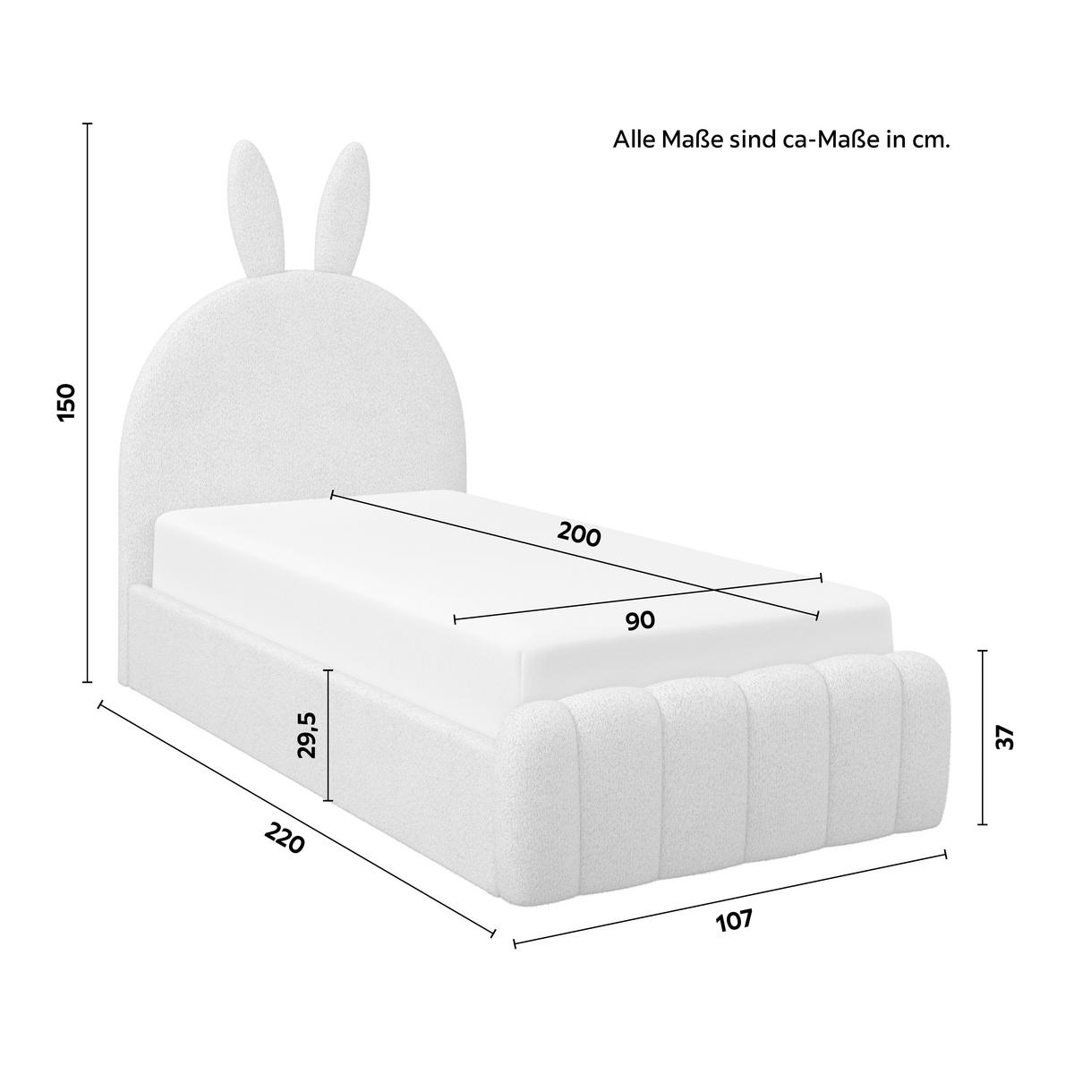 Kinderbett Belly Bouclé Beige ca. 90x200 cm - Beige, MODERN, Holz/Textil (90/200cm) - Bessagi Kids