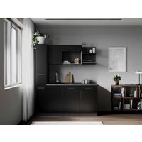 Küchenblock Oliver m. Geräten Schwarz - Schwarz/Grau, Trend, Holzwerkstoff/Metall (175cm) - Respekta