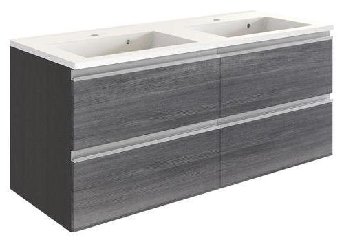 Waschtischkombi in Grau 'Arezzo' - Alufarben/Weiß, Basics, Holzwerkstoff/Stein (120cm) - Held